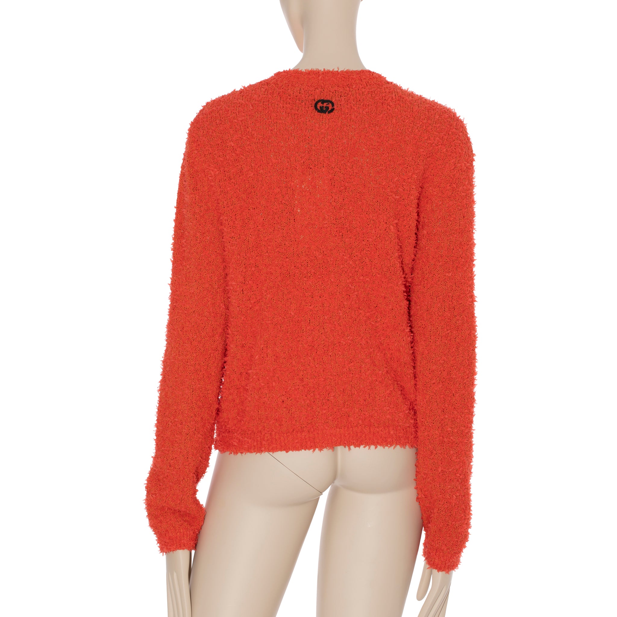 Gucci GG Cropped Cardigan Orange Boucle Medium