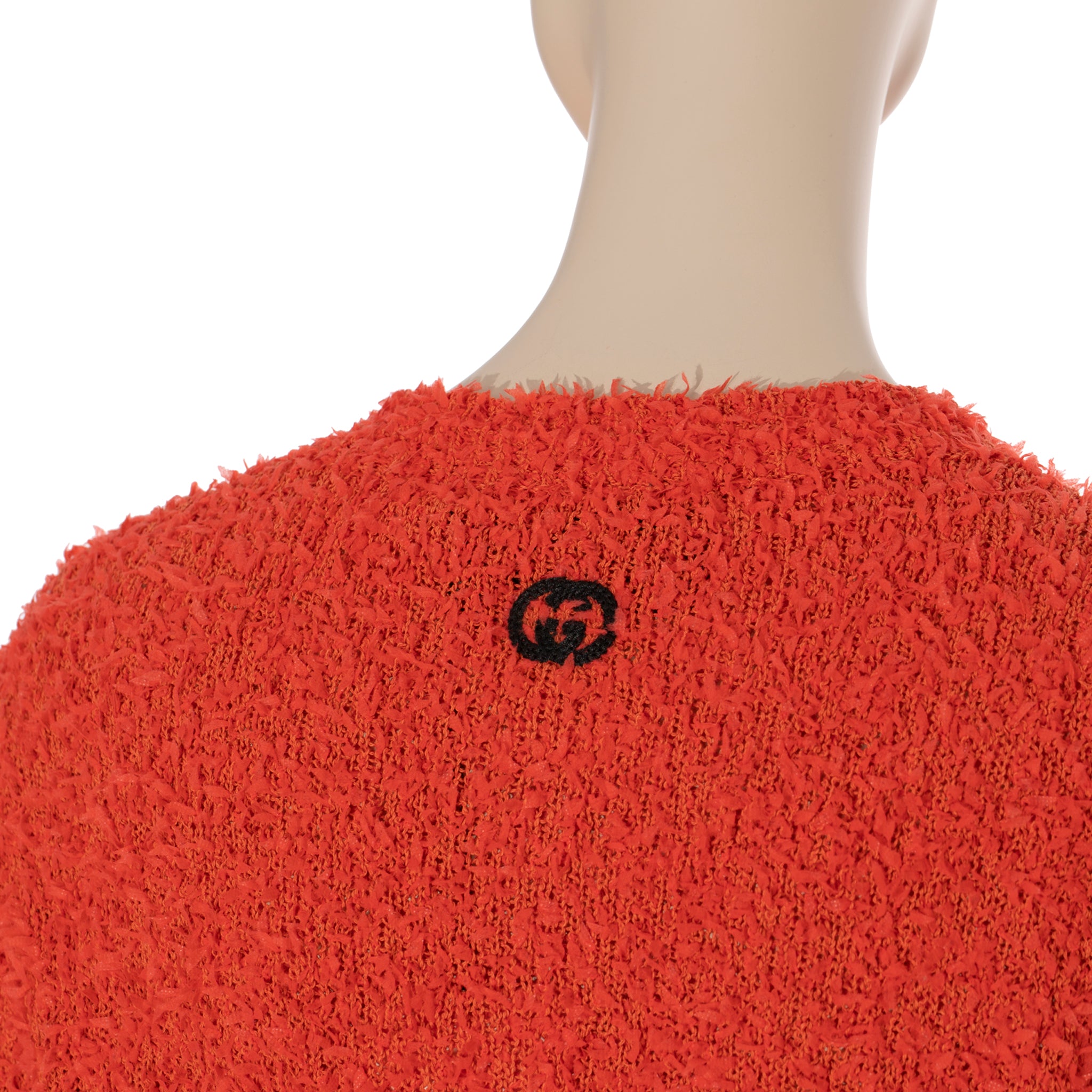 Gucci GG Cropped Cardigan Orange Boucle Medium