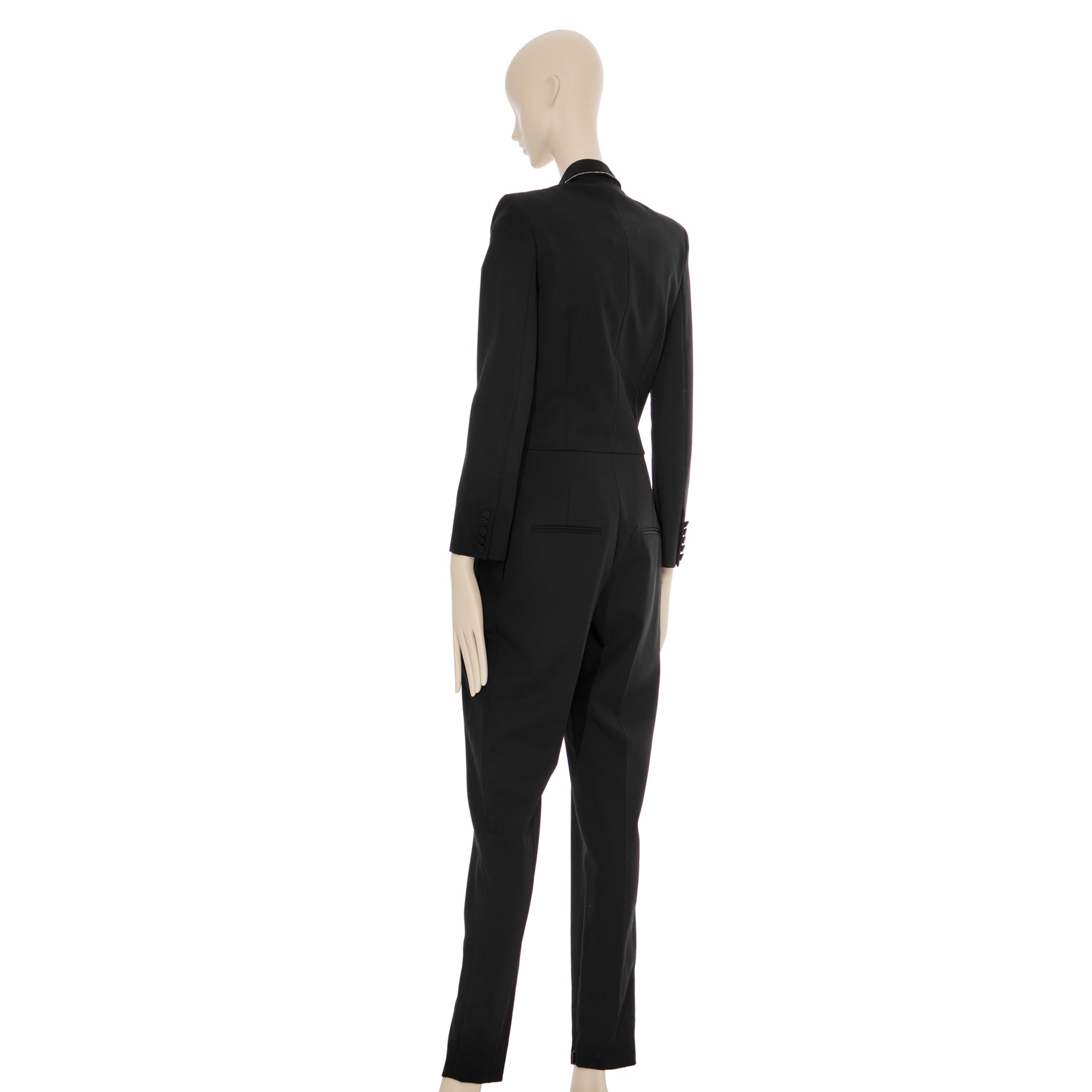 Saint Laurent Black Tuxedo Jumpsuit With Crystals 38 FR