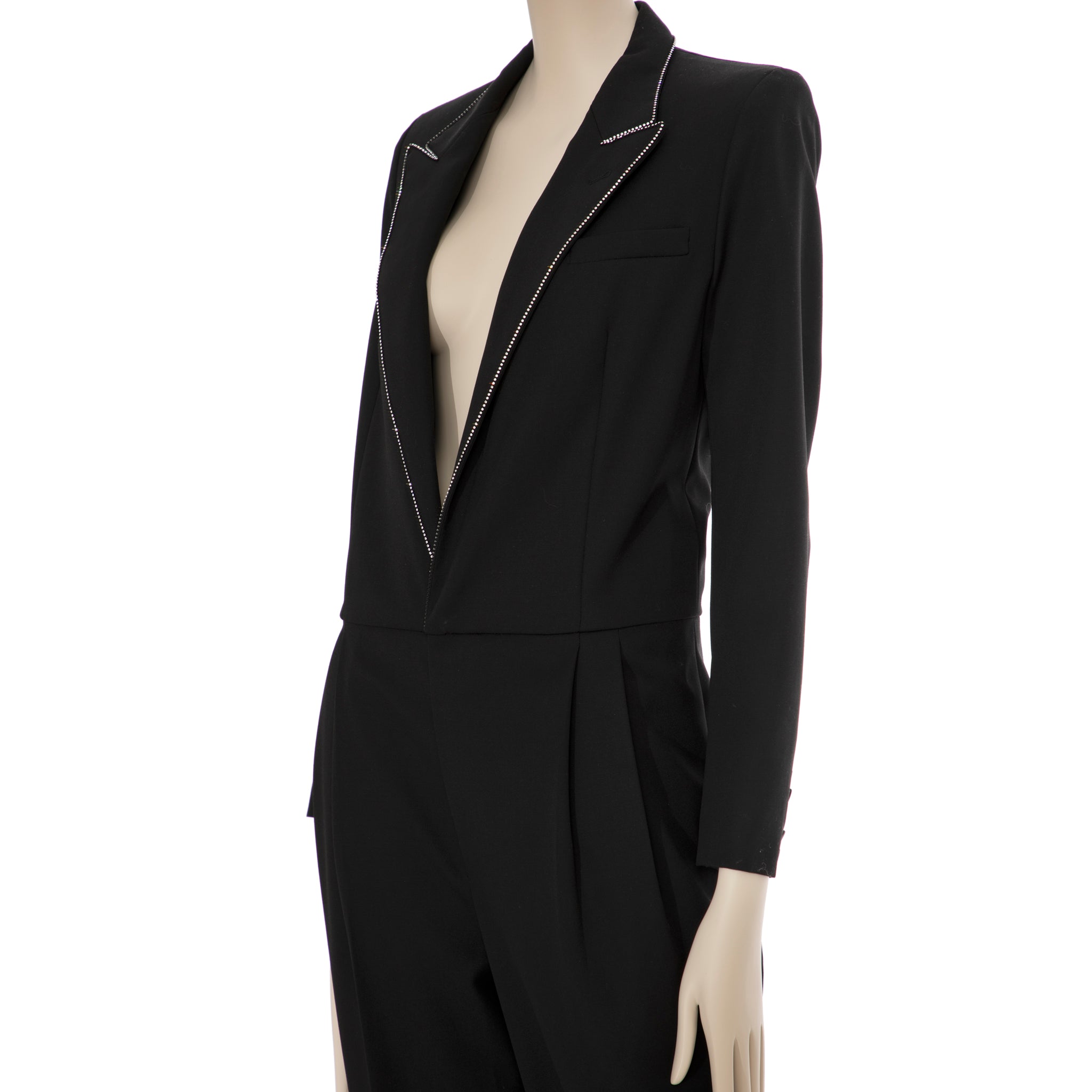 Saint Laurent Black Tuxedo Jumpsuit With Crystals 38 FR