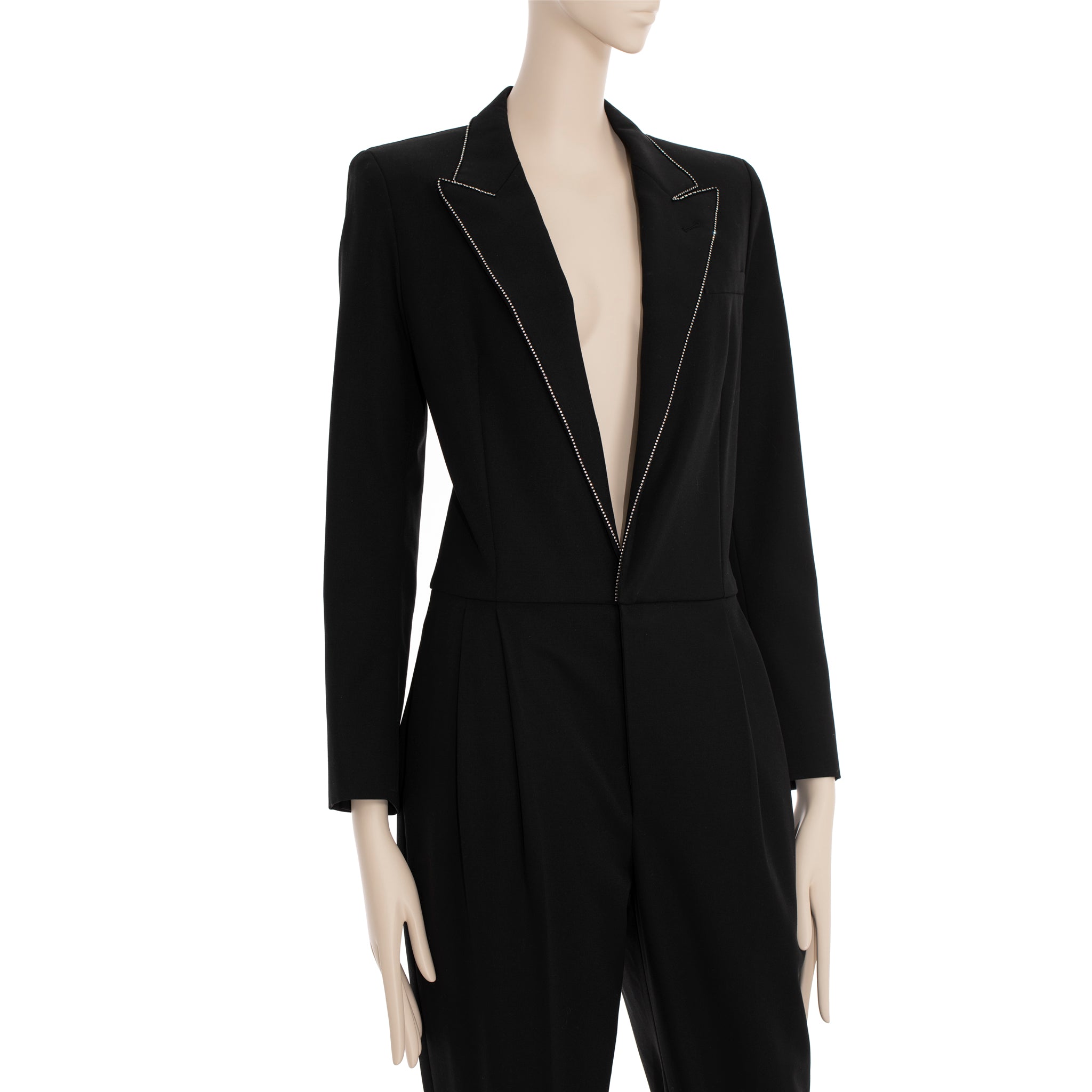 Saint Laurent Black Tuxedo Jumpsuit With Crystals 38 FR