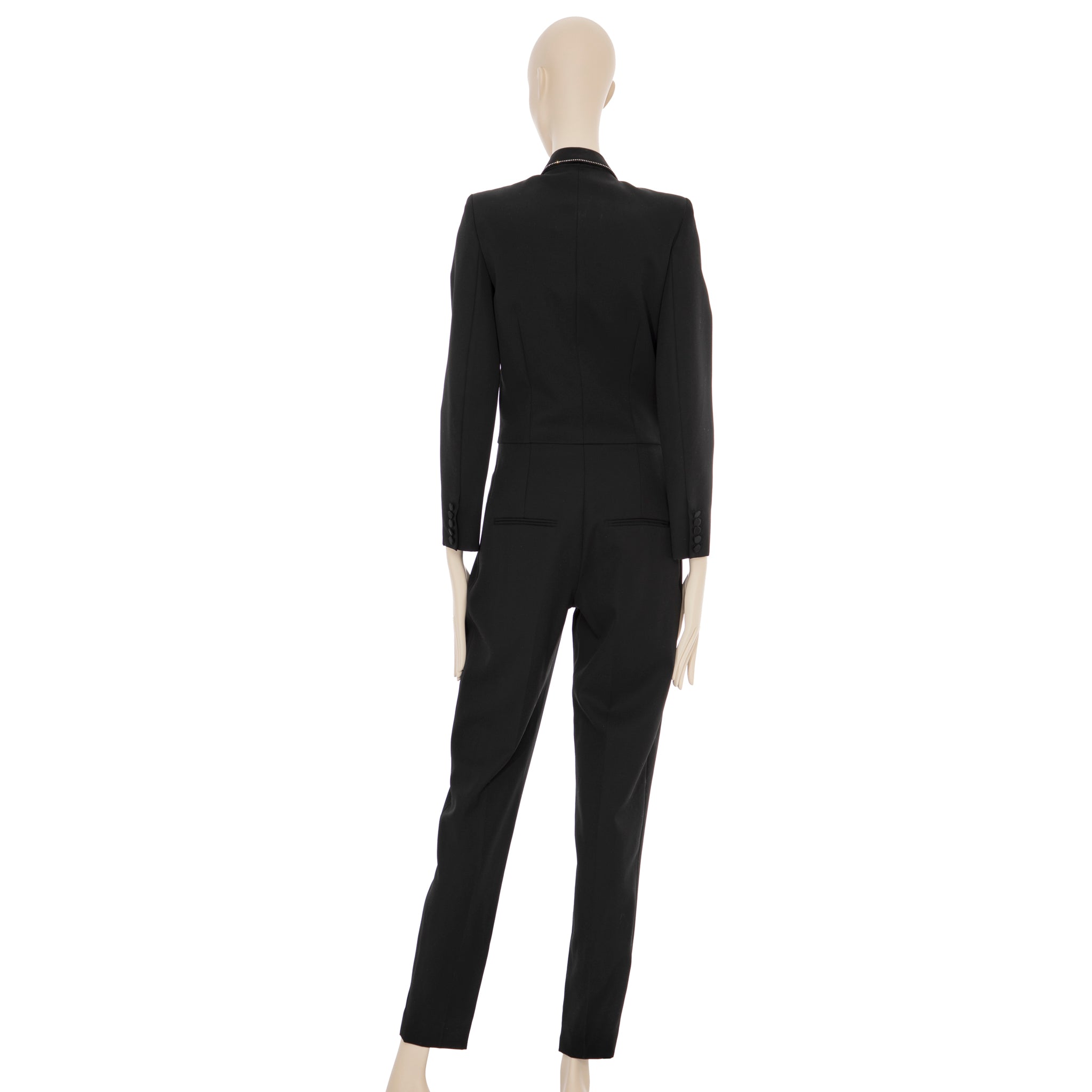 Saint Laurent Black Tuxedo Jumpsuit With Crystals 38 FR