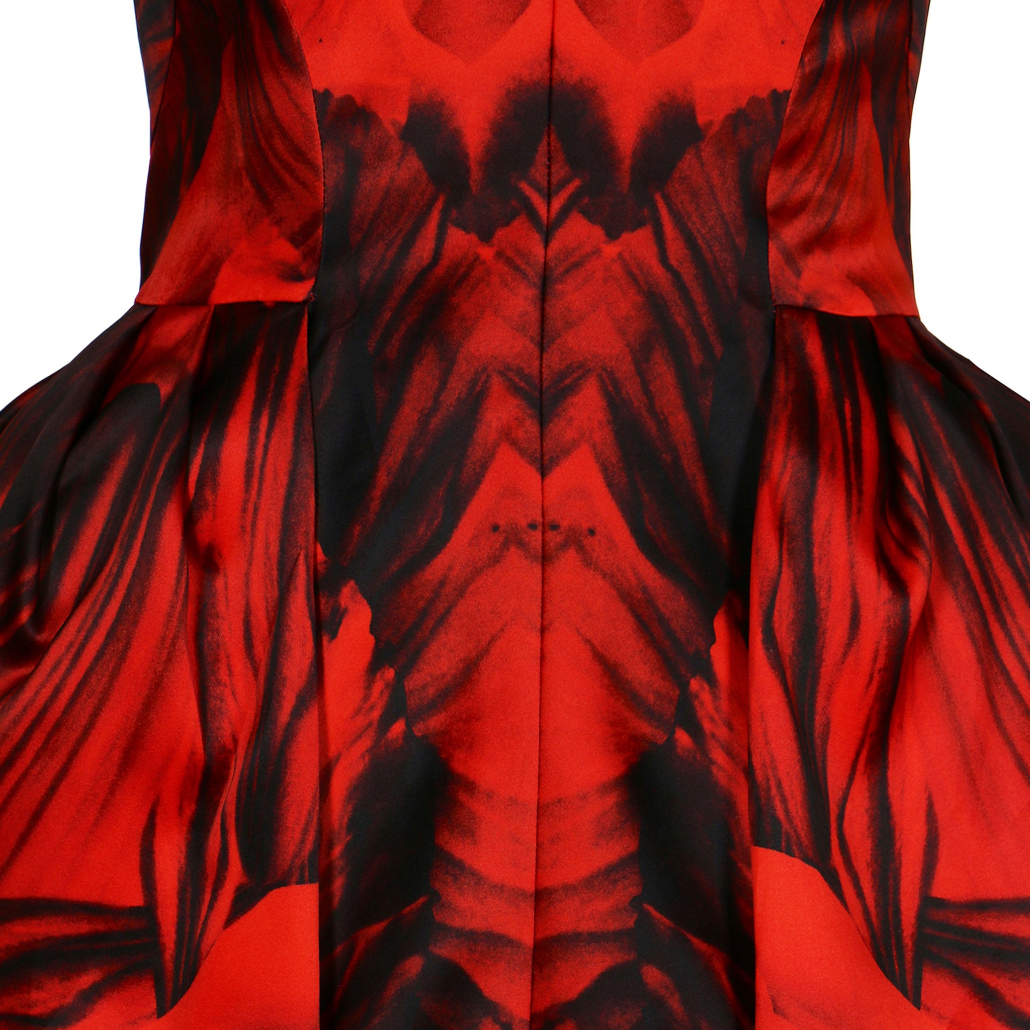 Alexander McQueen By Sarah Burton Flame Red Silk Organza Gown 40 IT