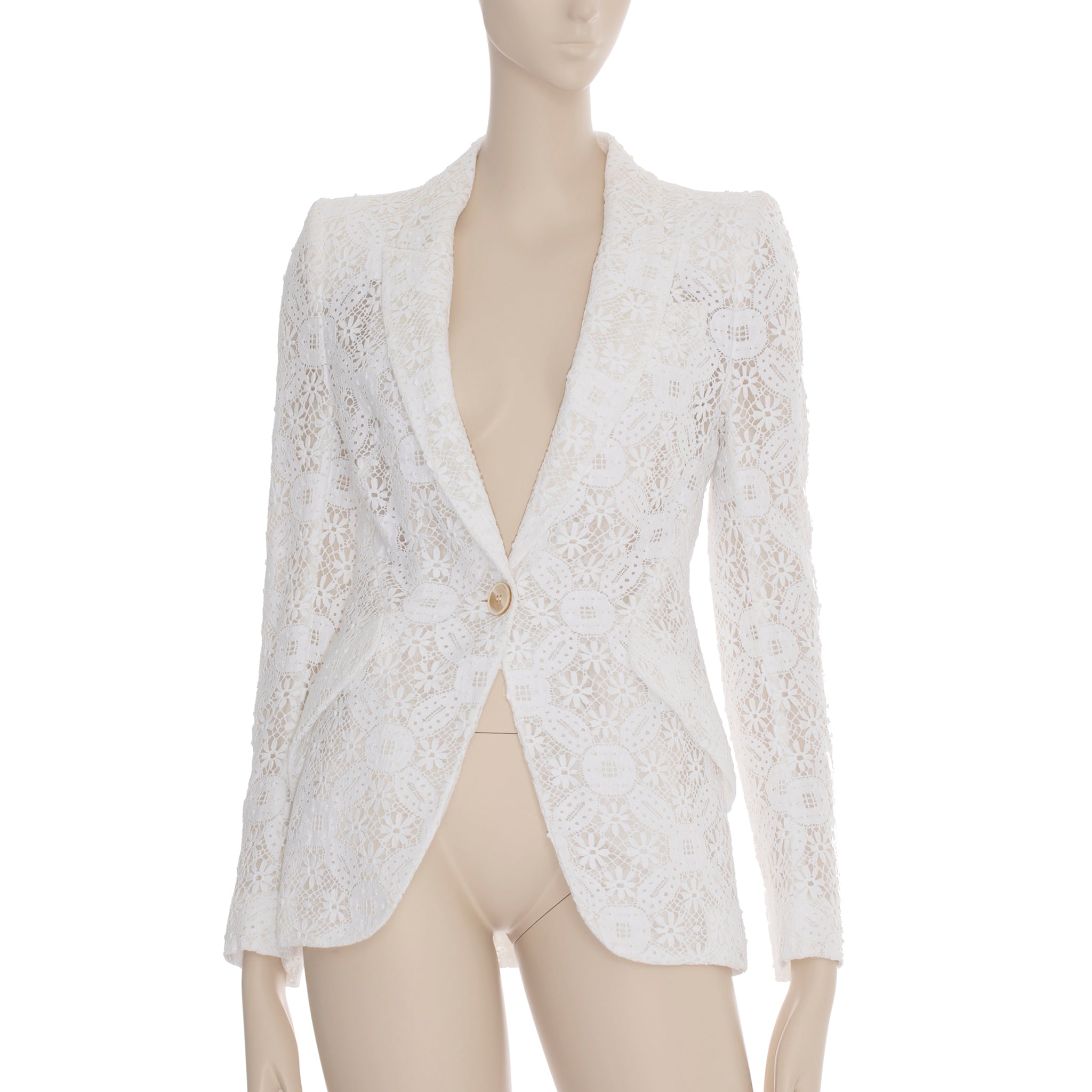 Alexander McQueen Broderie Anglaise Lace Blazer 38 IT