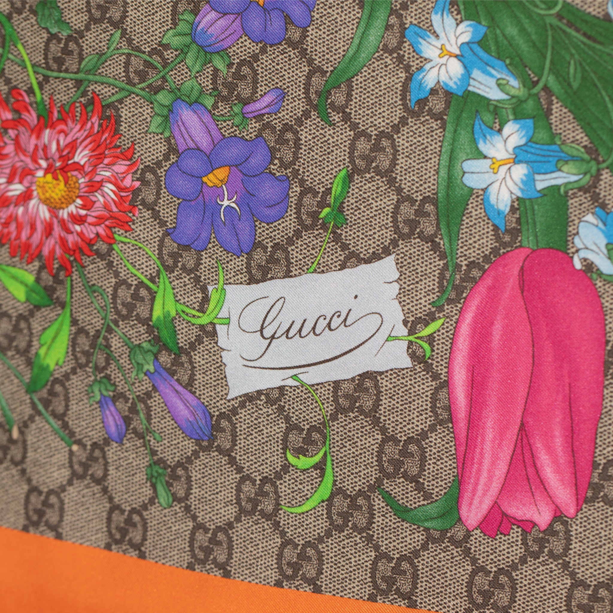 Gucci "Floral" Print Silk Scarf 90 Cm