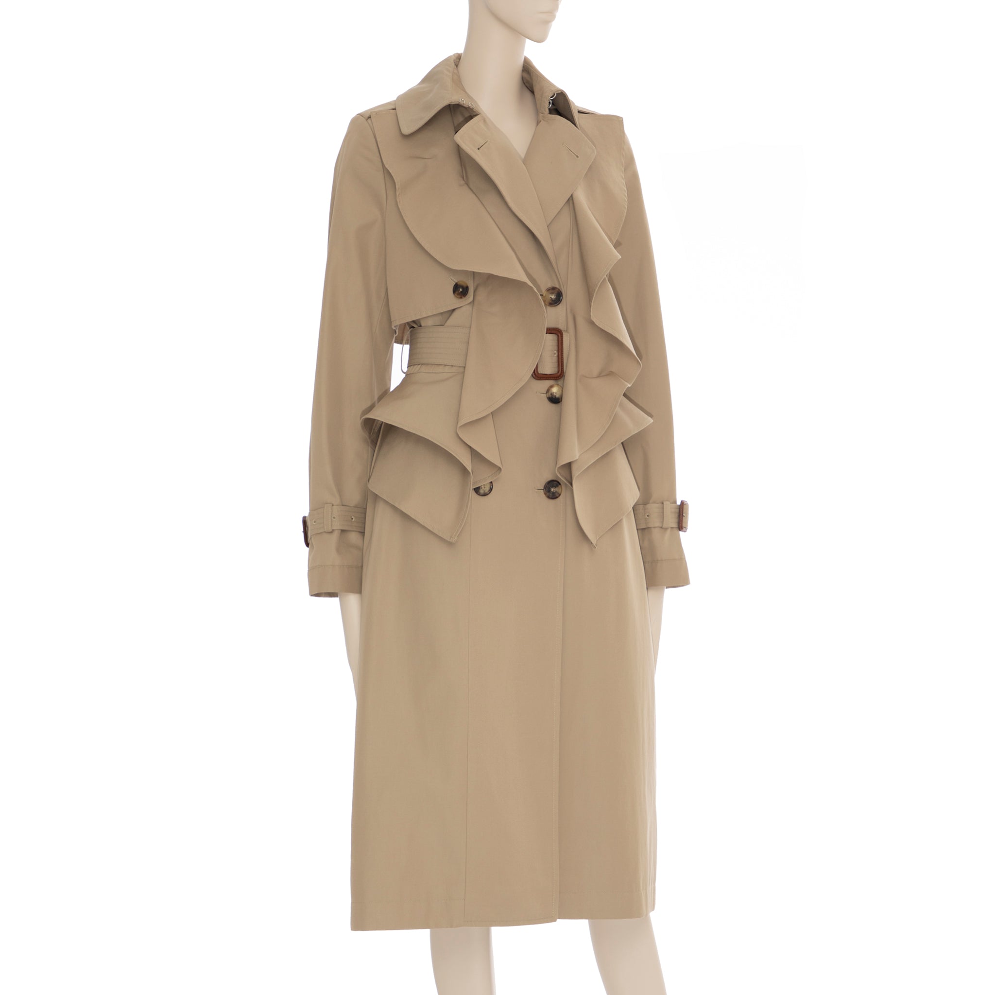 Alexander McQueen Beige Trench Coat With Peplum 38 IT