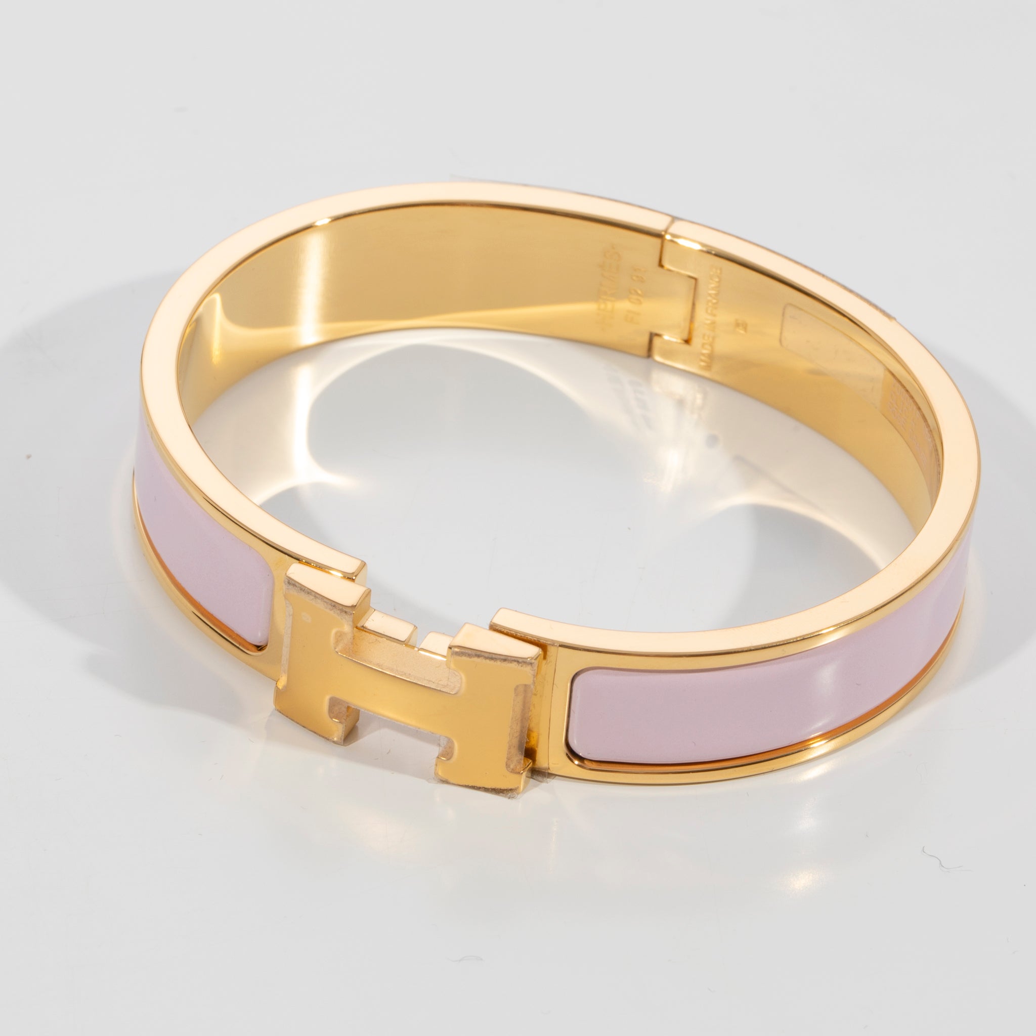 Hermes Clic H Bracelet Rose Dragee & Gold Hardware