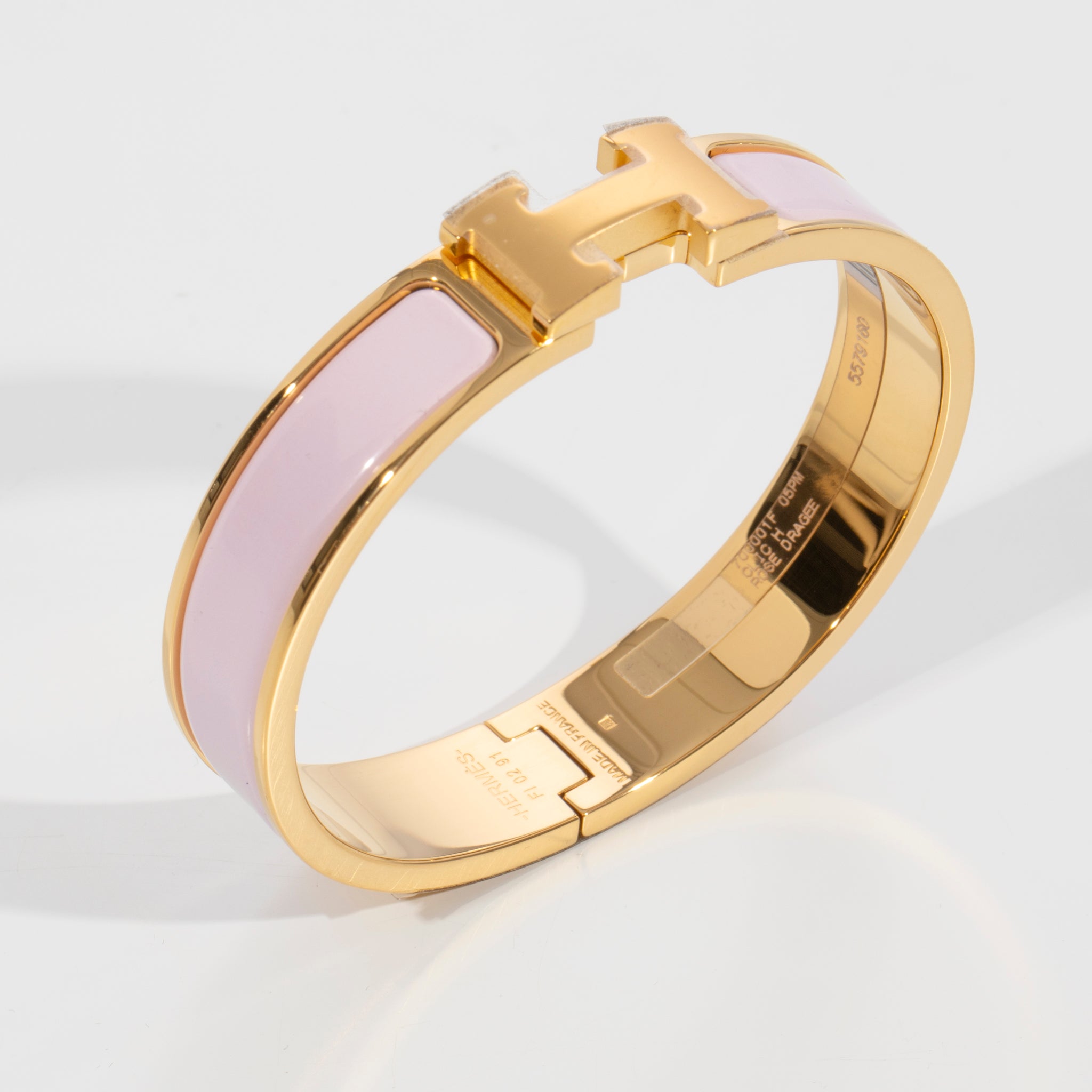 Hermes Clic H Bracelet Rose Dragee & Gold Hardware