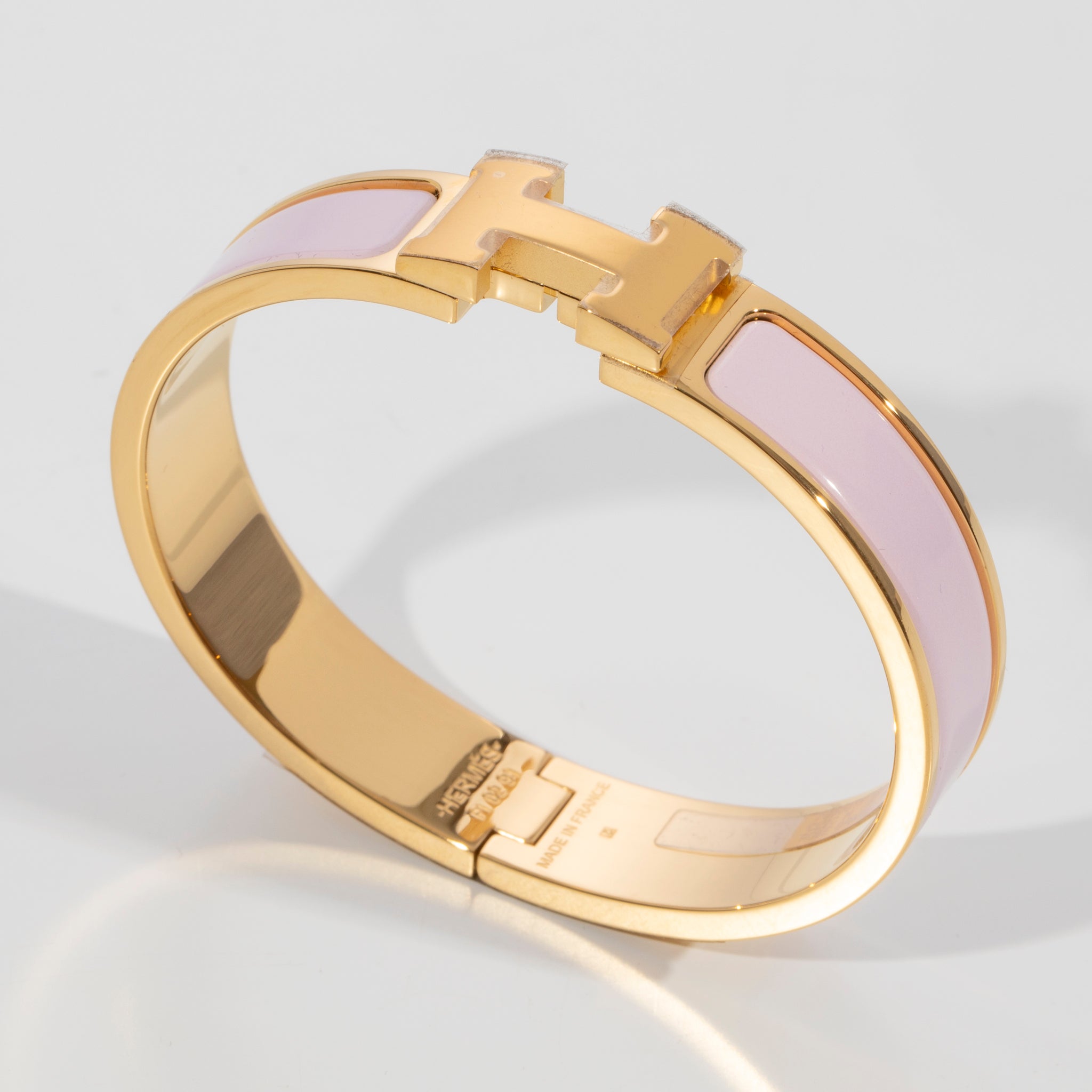 Hermes Clic H Bracelet Rose Dragee & Gold Hardware