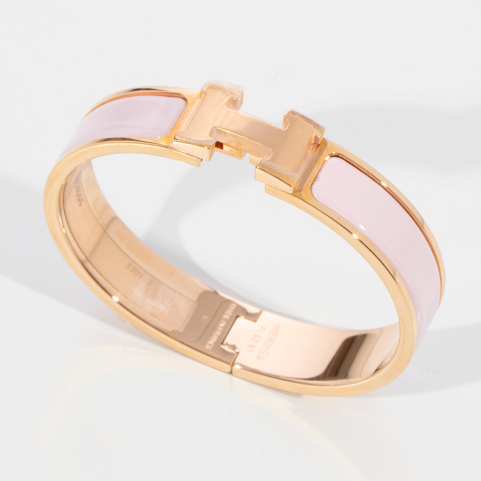 Hermes Clic H Bracelet Rose Dragee & Rose Gold Hardware