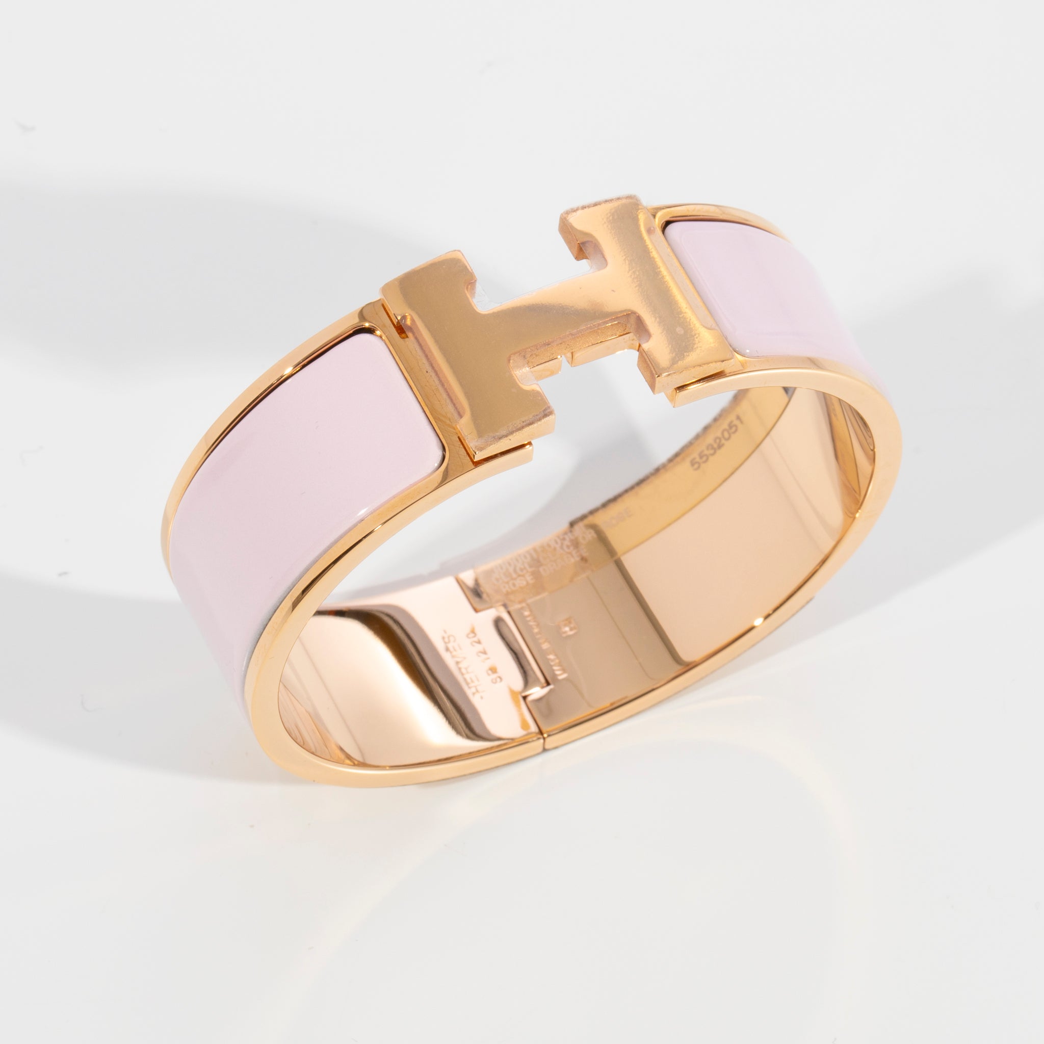 Hermes Clic Clac Bracelet Rose Dragee & Gold Hardware