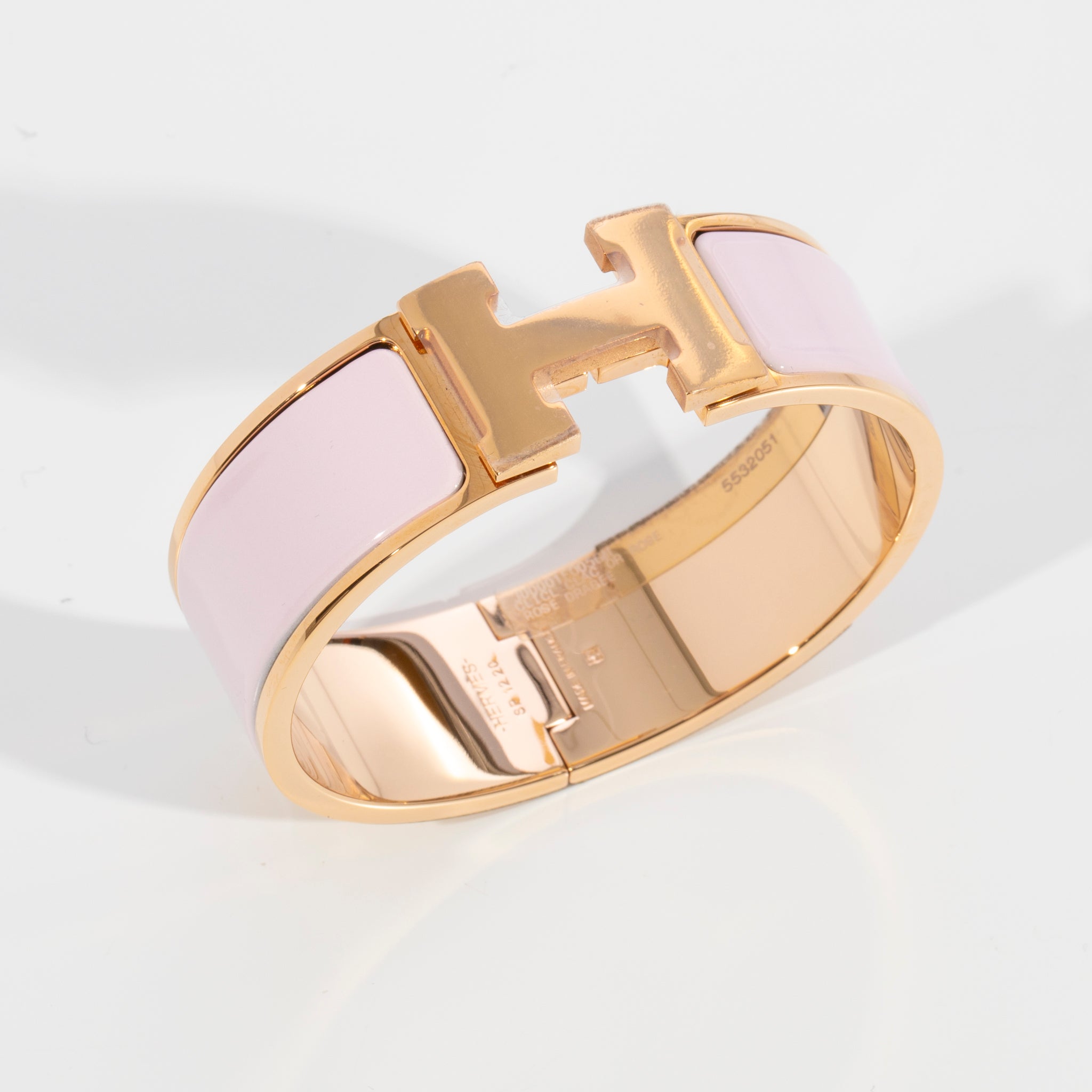 Hermes Clic Clac Bracelet Rose Dragee & Rose Gold Hardware