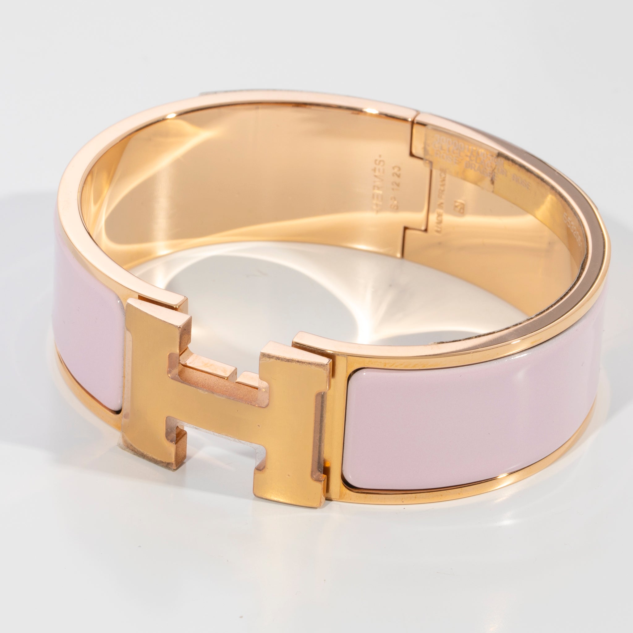 Hermes Clic Clac Bracelet Rose Dragee & Rose Gold Hardware