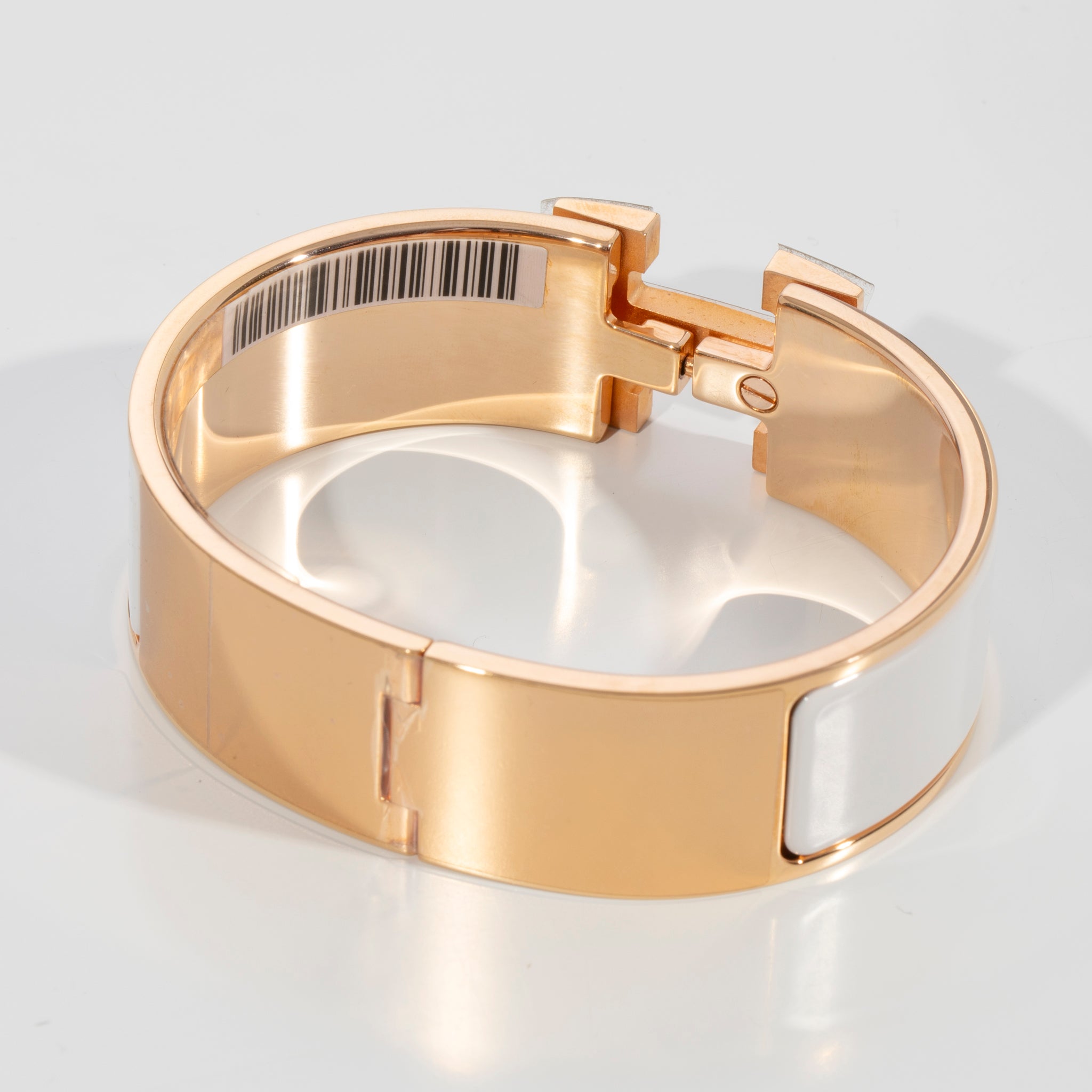 Hermes Clic Clac Bracelet White & Rose Gold Hardware