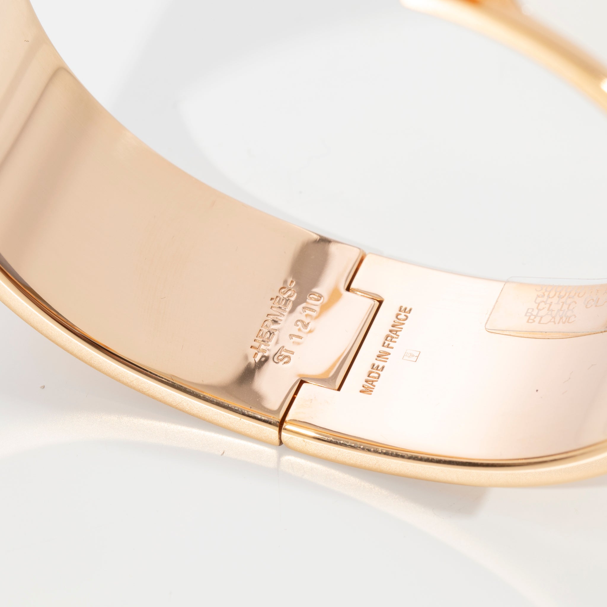 Hermes Clic Clac Bracelet White & Rose Gold Hardware