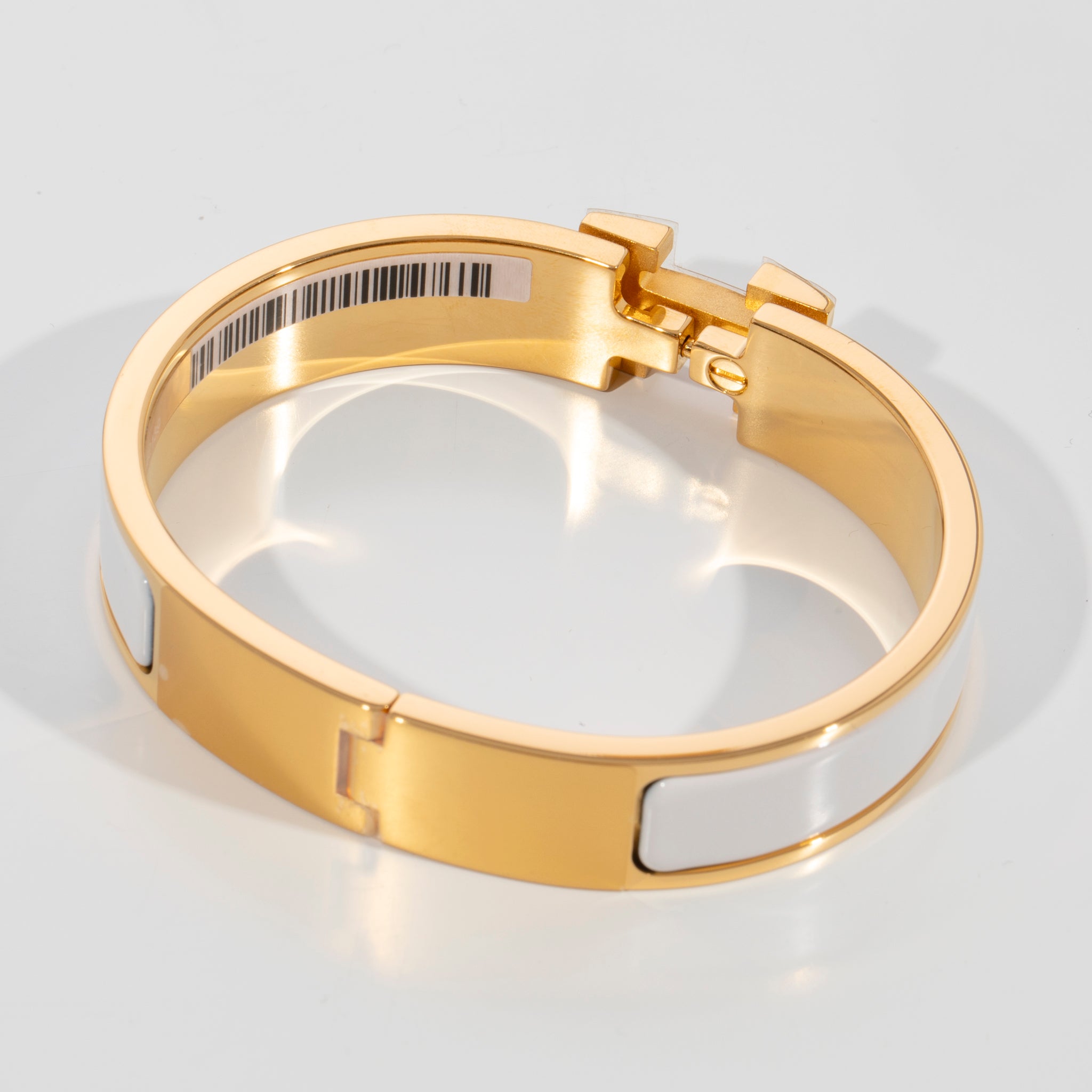 Hermes Clic H Bracelet White & Gold Hardware