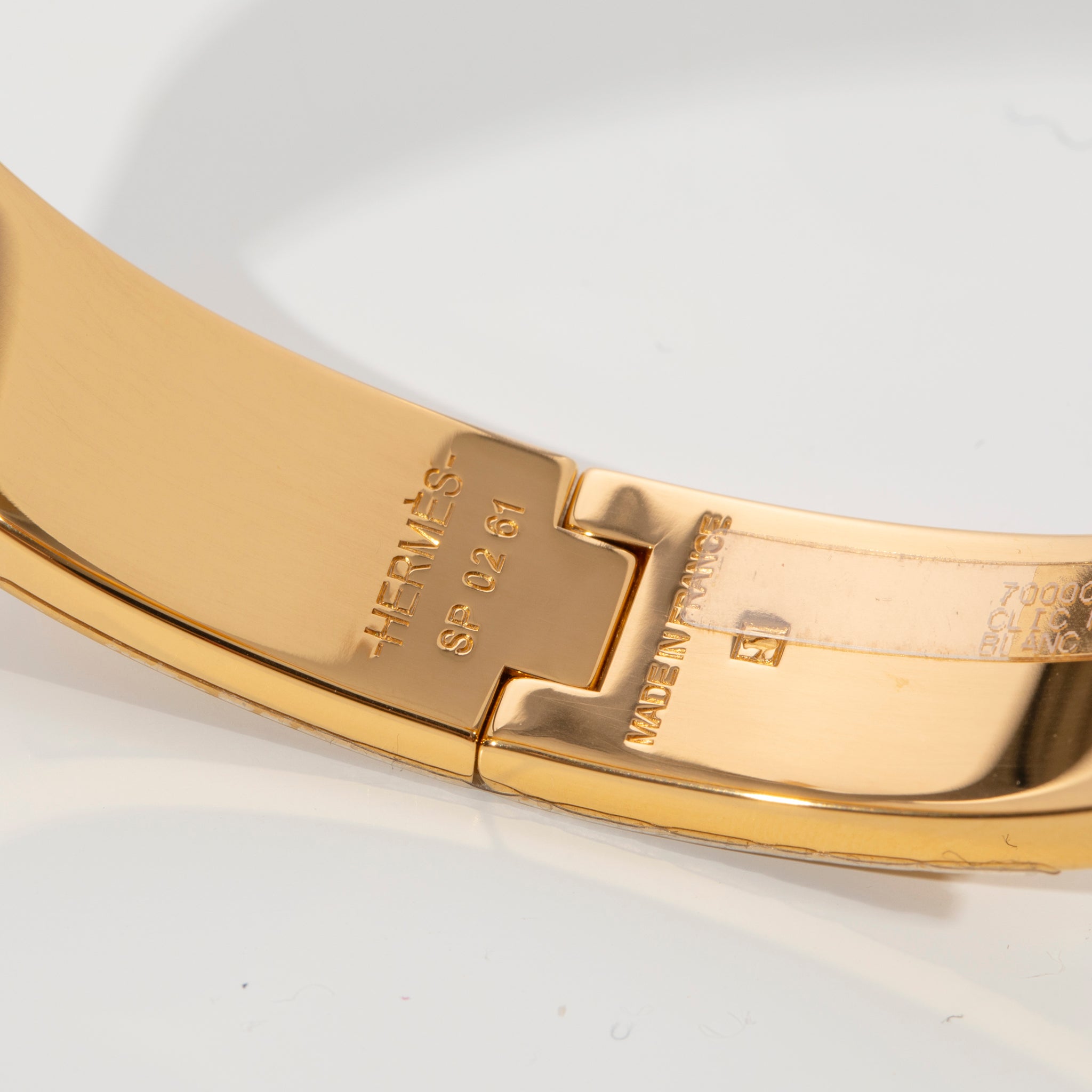 Hermes Clic H Bracelet White & Gold Hardware