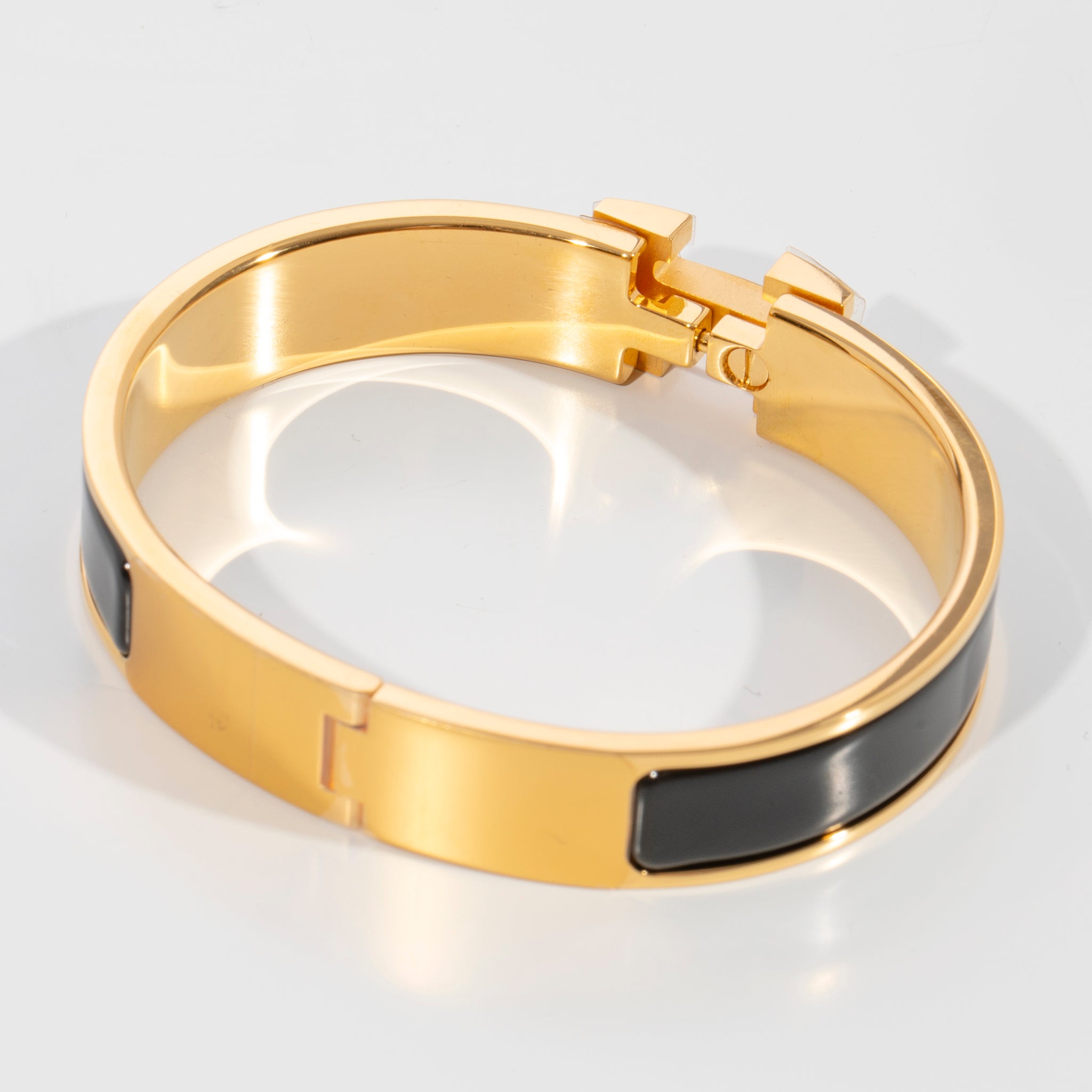 Hermes Clic H Bracelet Black & Gold Hardware