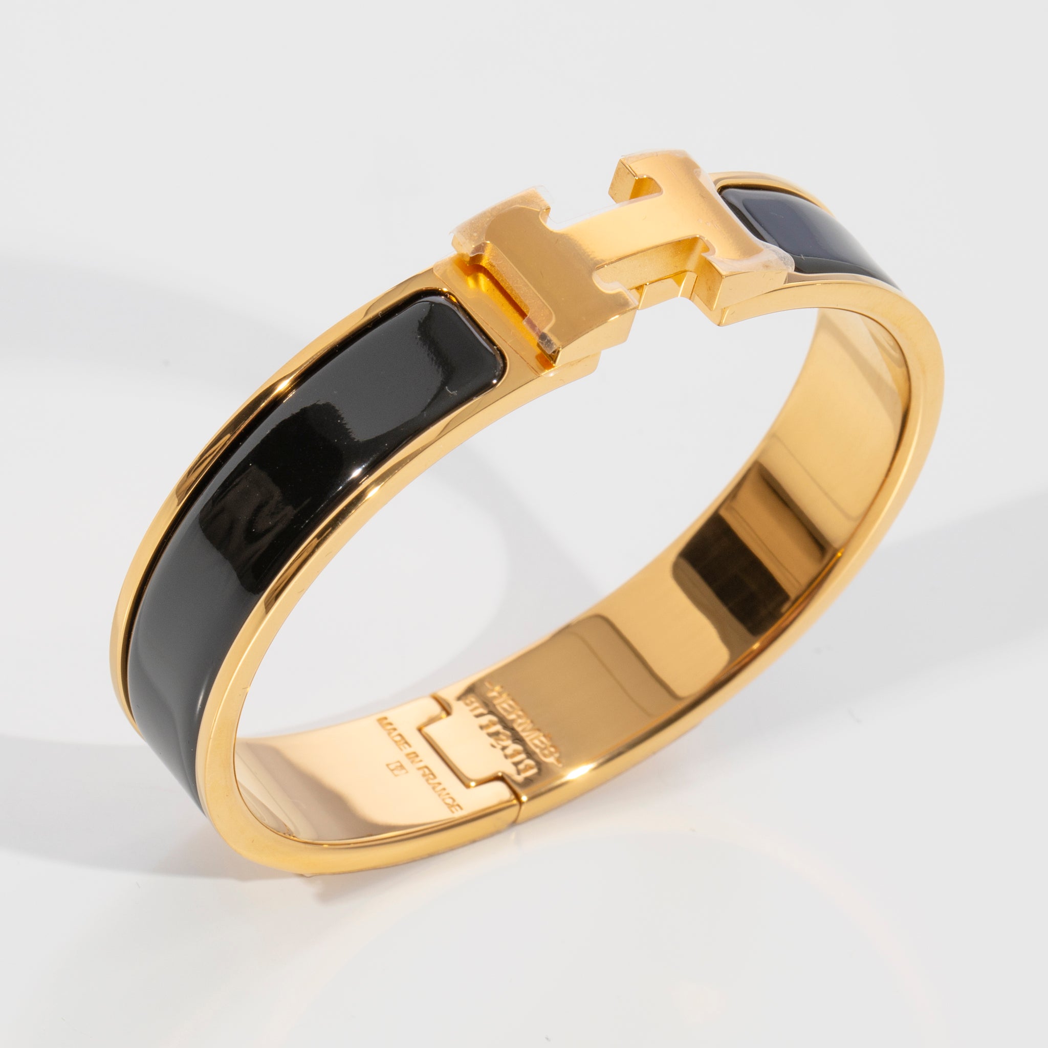 Hermes Clic H Bracelet Black & Gold Hardware