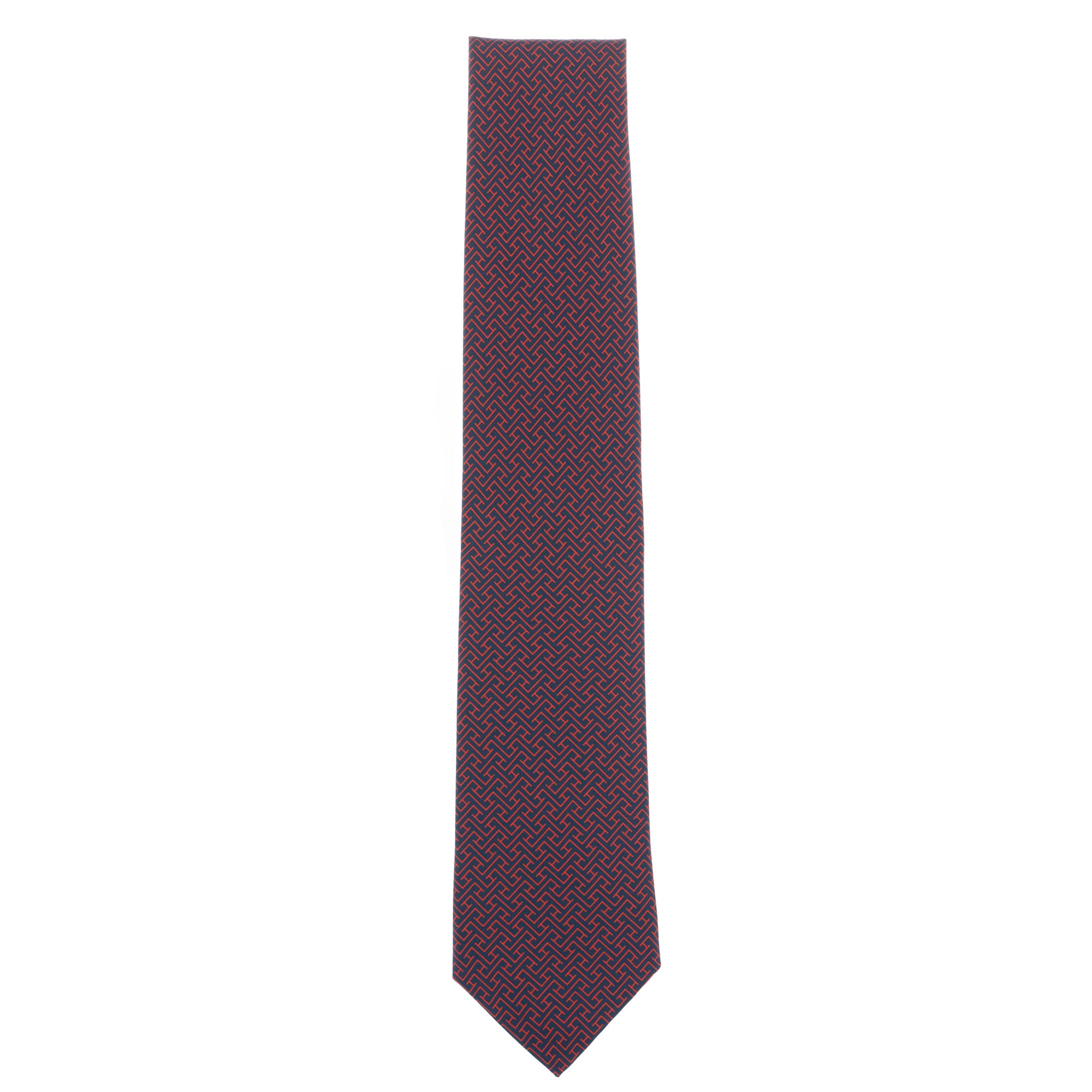 Hermes Mens Marine & Rouge Silk Tie