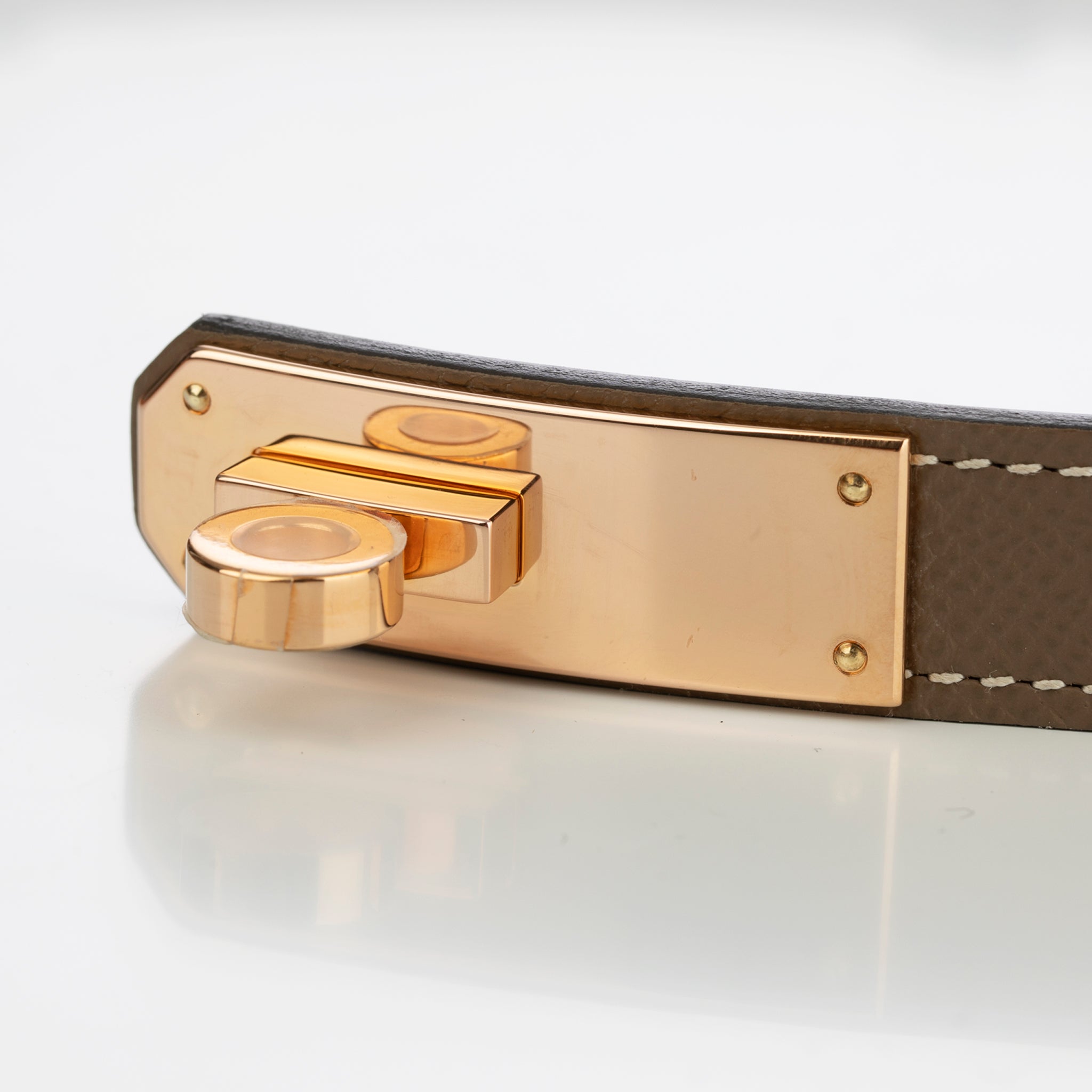 Hermes Kelly Belt Etoupe Epsom Leather Rose Gold Hardware