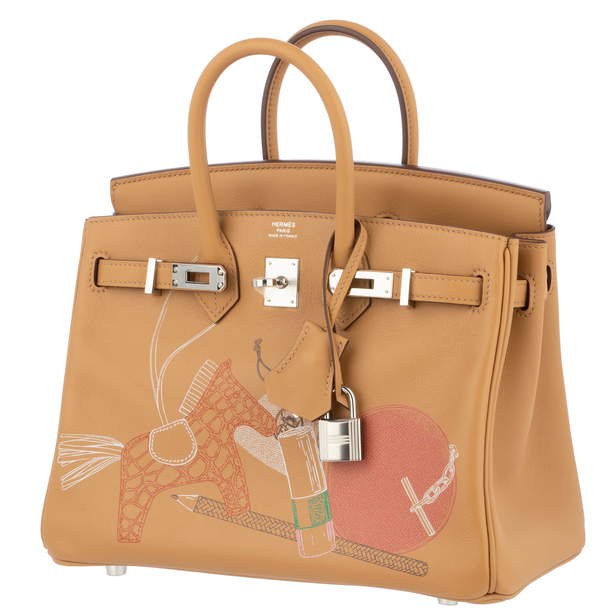 Hermes Birkin 25cm "In and Out" Biscuit Swift Leather Palladium Hardware