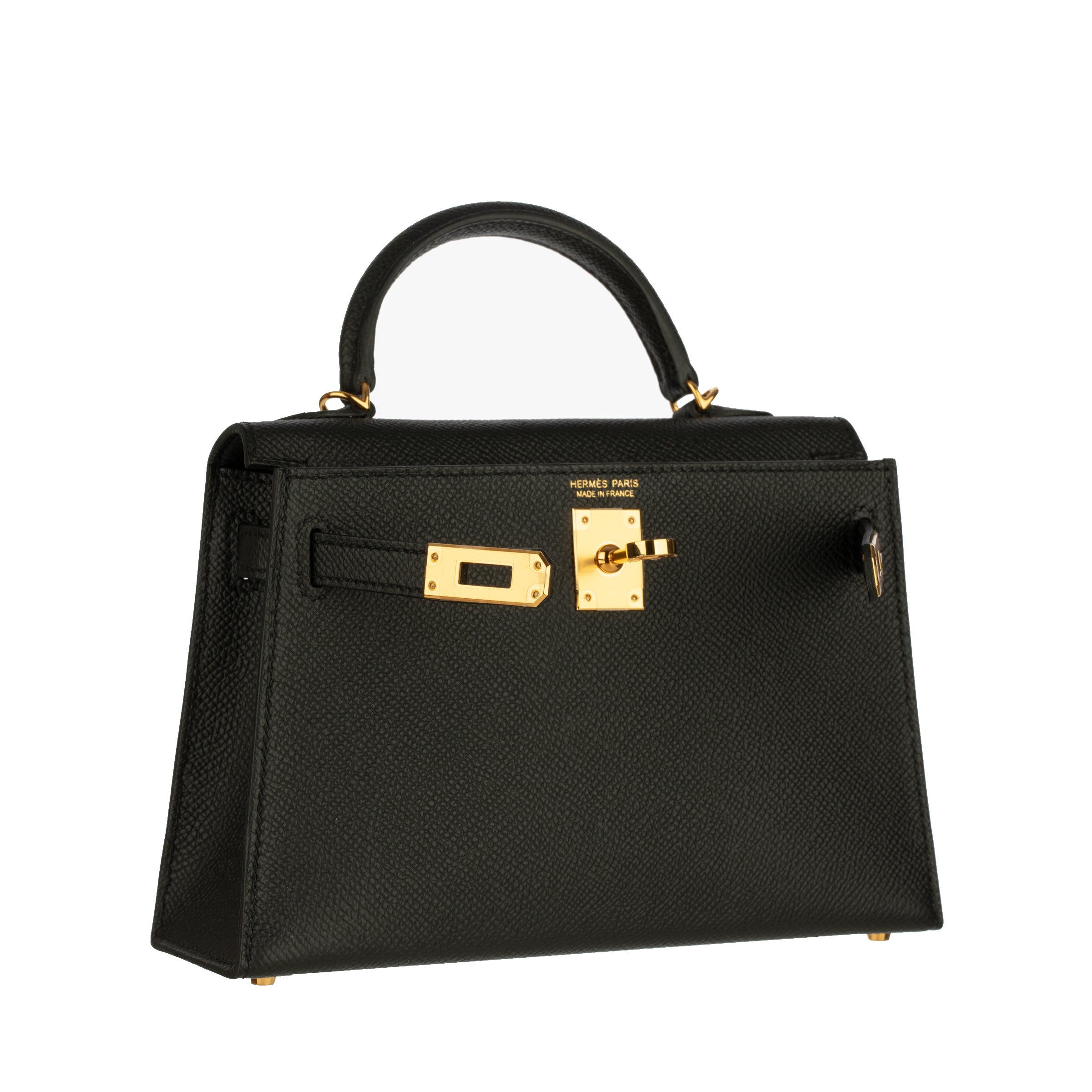 Hermes Mini Kelly II Black Epsom Leather Gold Hardware