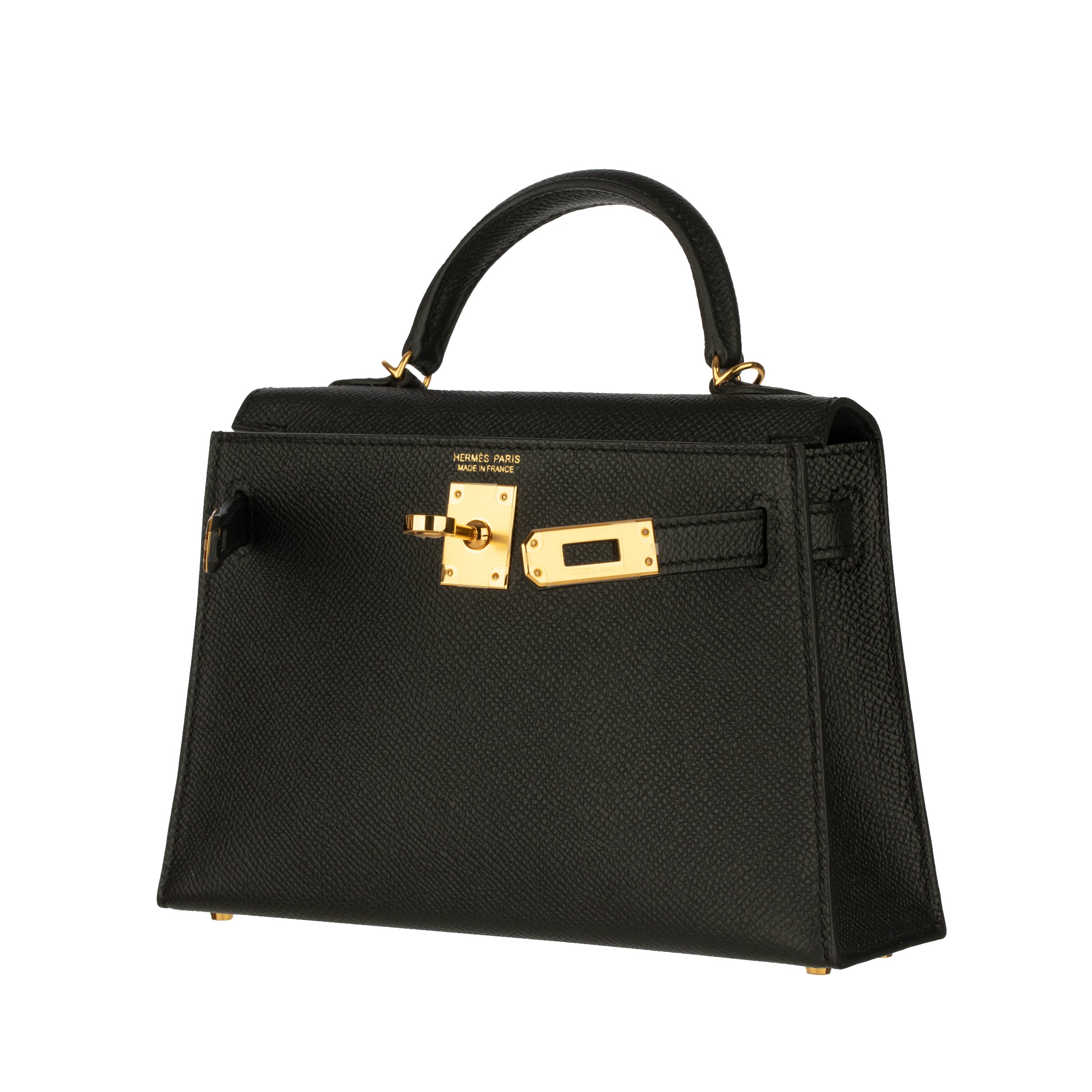 Hermes Mini Kelly II Black Epsom Leather Gold Hardware