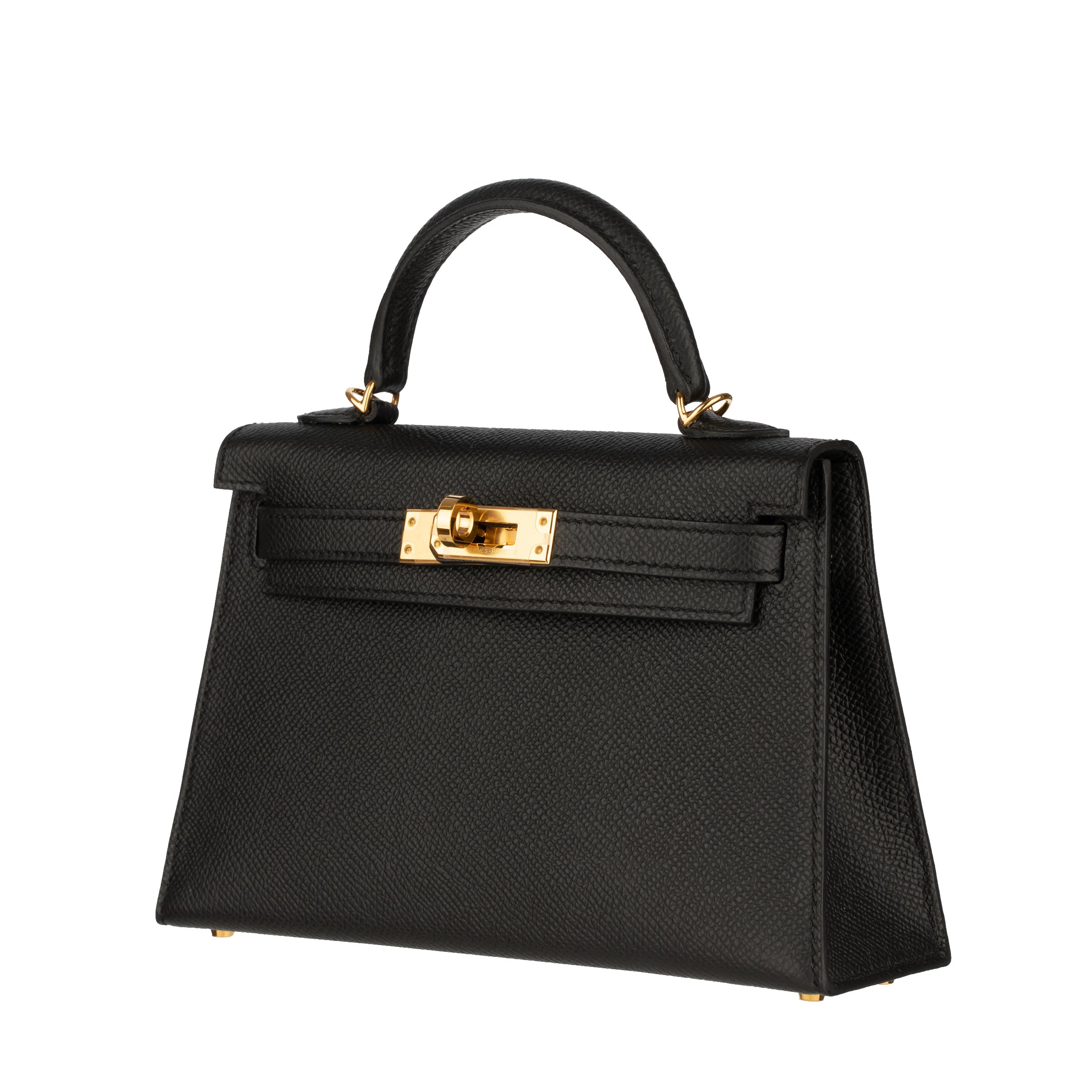 Hermes Mini Kelly II Black Epsom Leather Gold Hardware