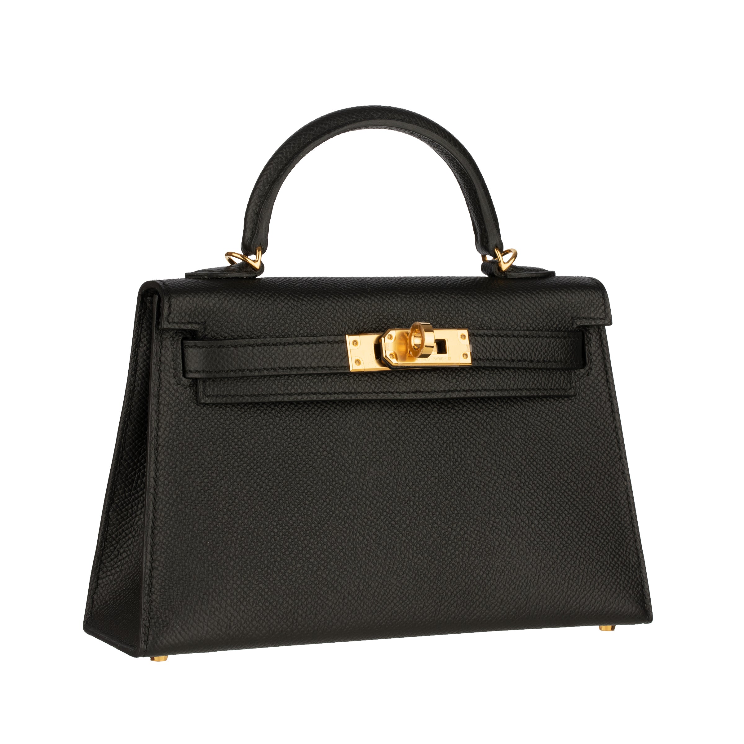 Hermes Mini Kelly II Black Epsom Leather Gold Hardware