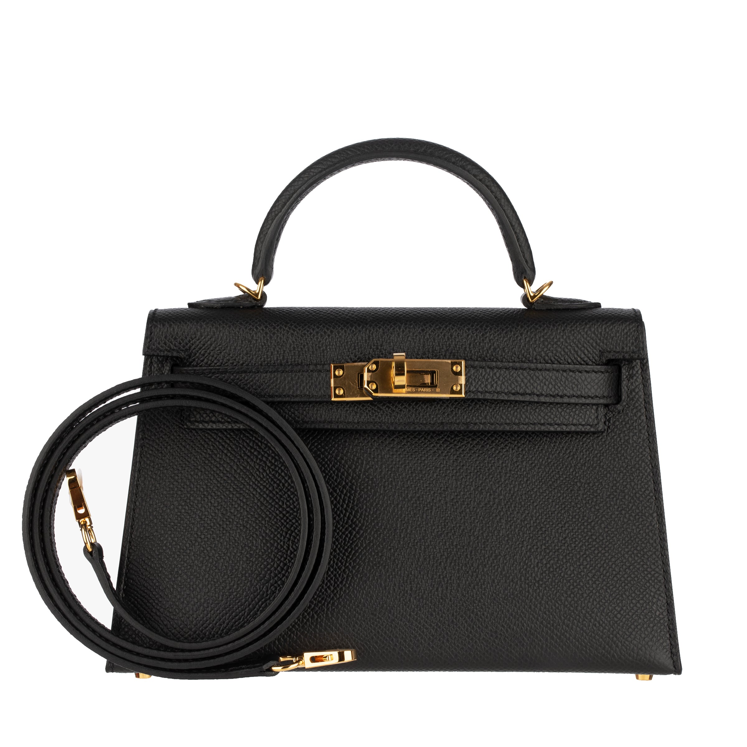 Hermes Mini Kelly II Black Epsom Leather Gold Hardware