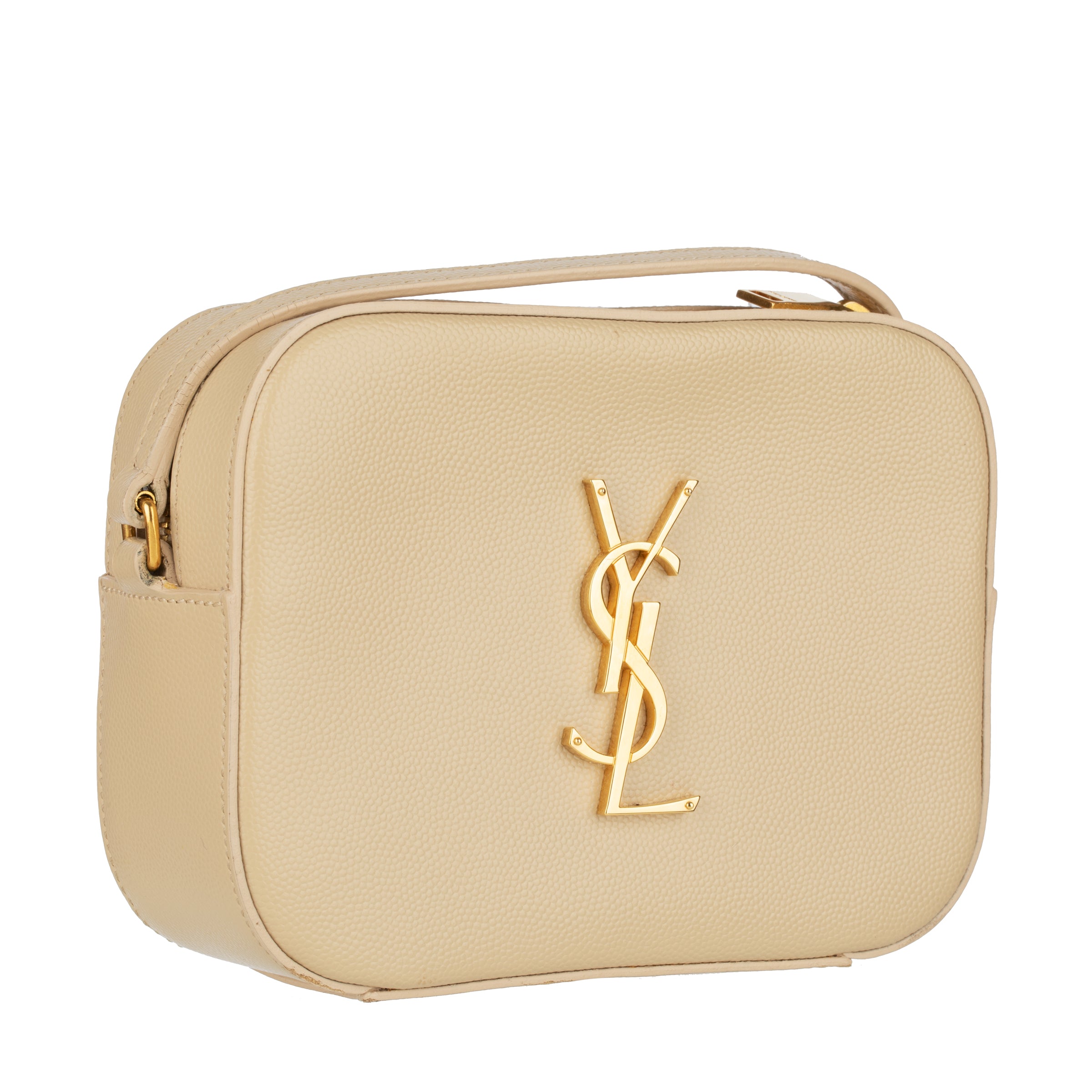 Yves Saint Laurent Beige Grained Leather Camera Bag