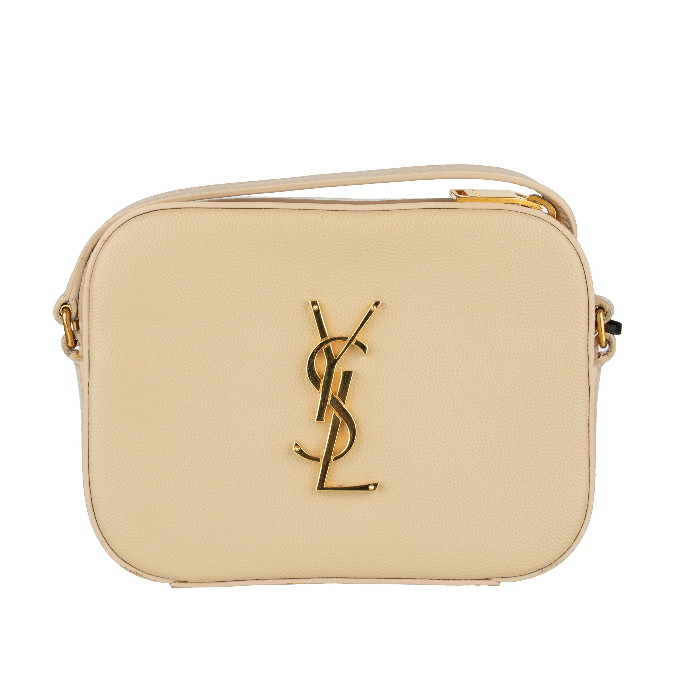 Yves Saint Laurent Beige Grained Leather Camera Bag