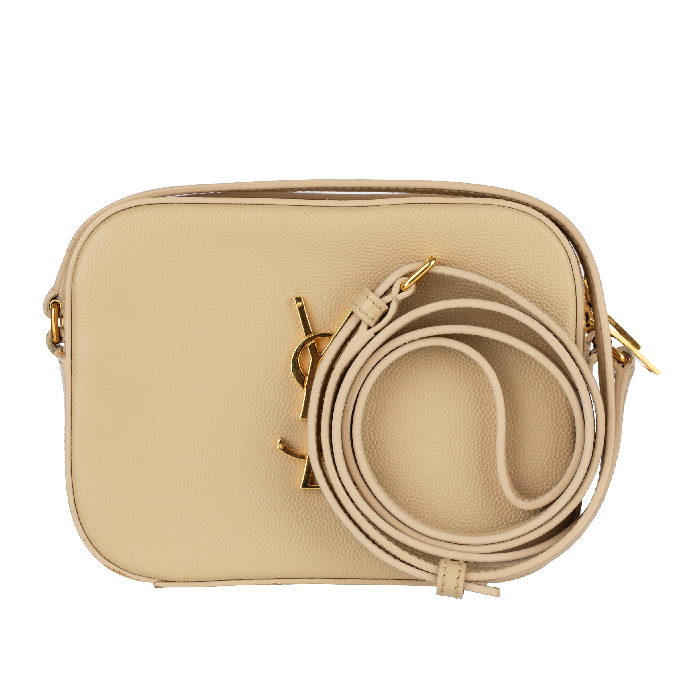 Yves Saint Laurent Beige Grained Leather Camera Bag