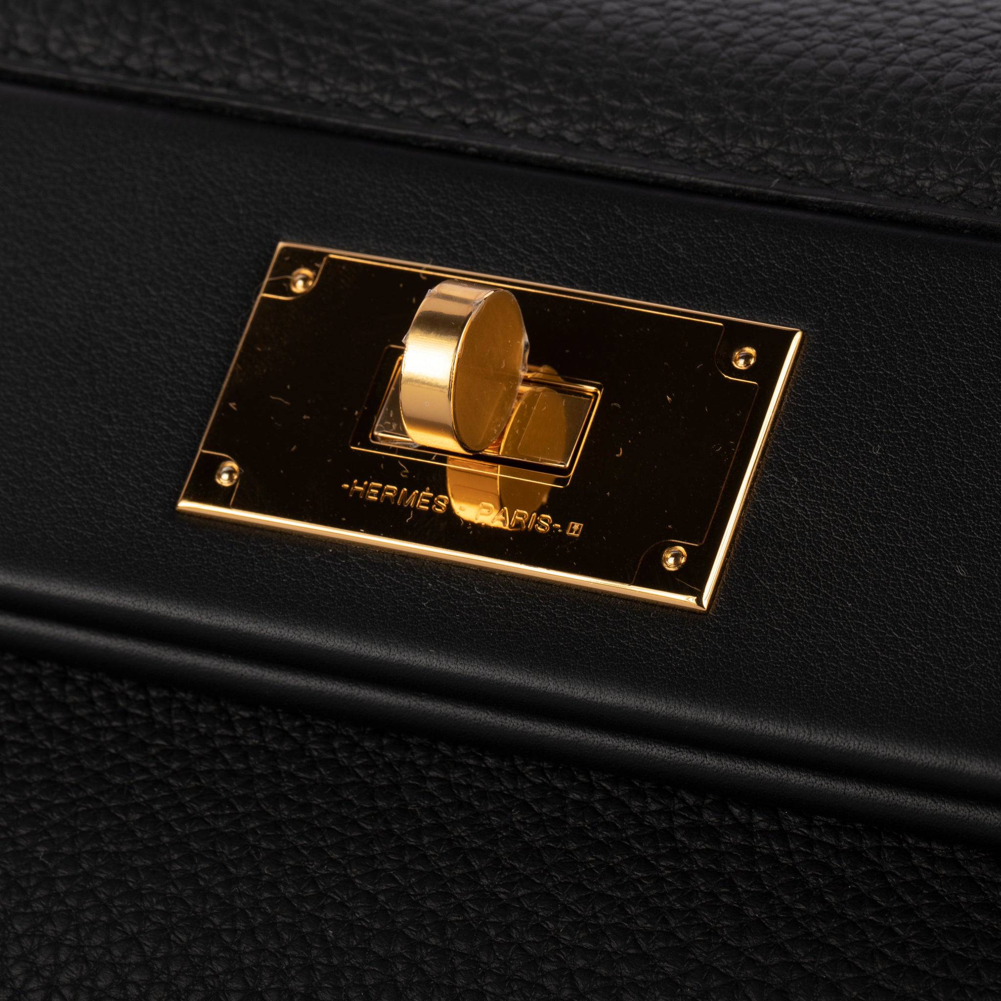 HERMES 24/24 29CM BLACK TOGO & SWIFT LEATHER GOLD HARDWARE - On Repeat