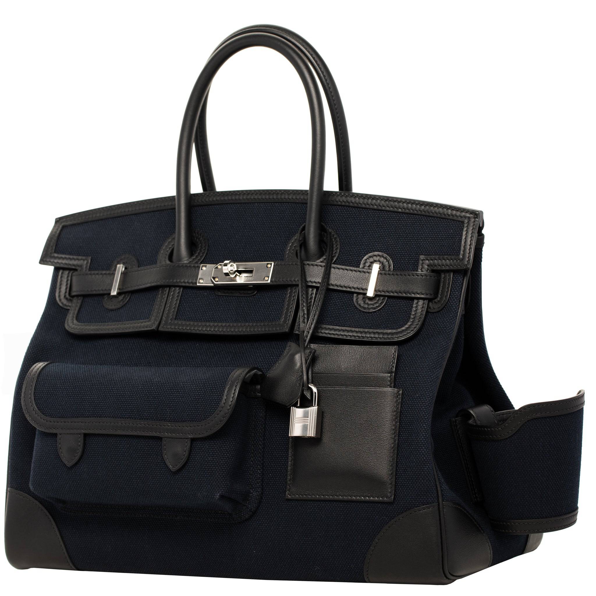 HERMES BIRKIN CARGO 35CM BLUE SAPHIR CANVAS & SWIFT LEATHER PALLADIUM  HARDWARE - On Repeat