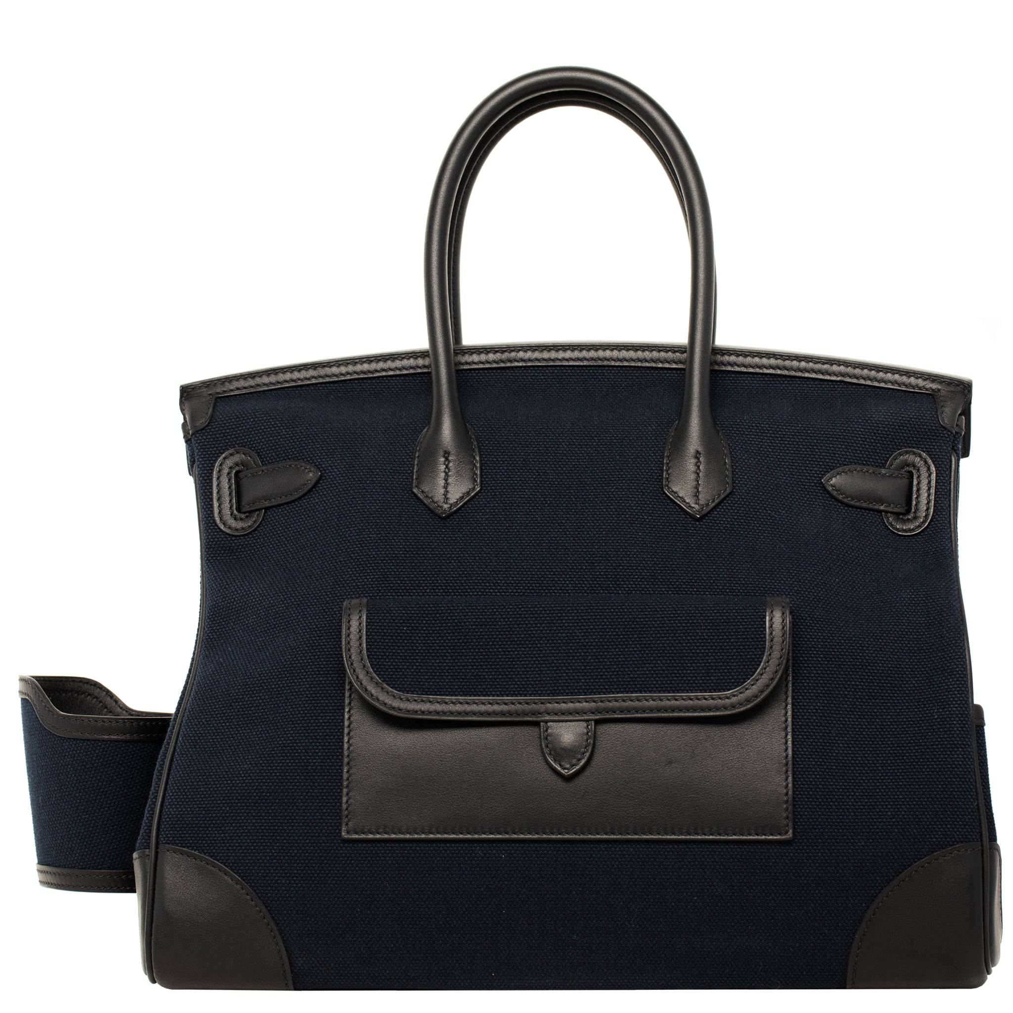 HERMES BIRKIN CARGO 35CM BLUE SAPHIR CANVAS & SWIFT LEATHER PALLADIUM  HARDWARE - On Repeat