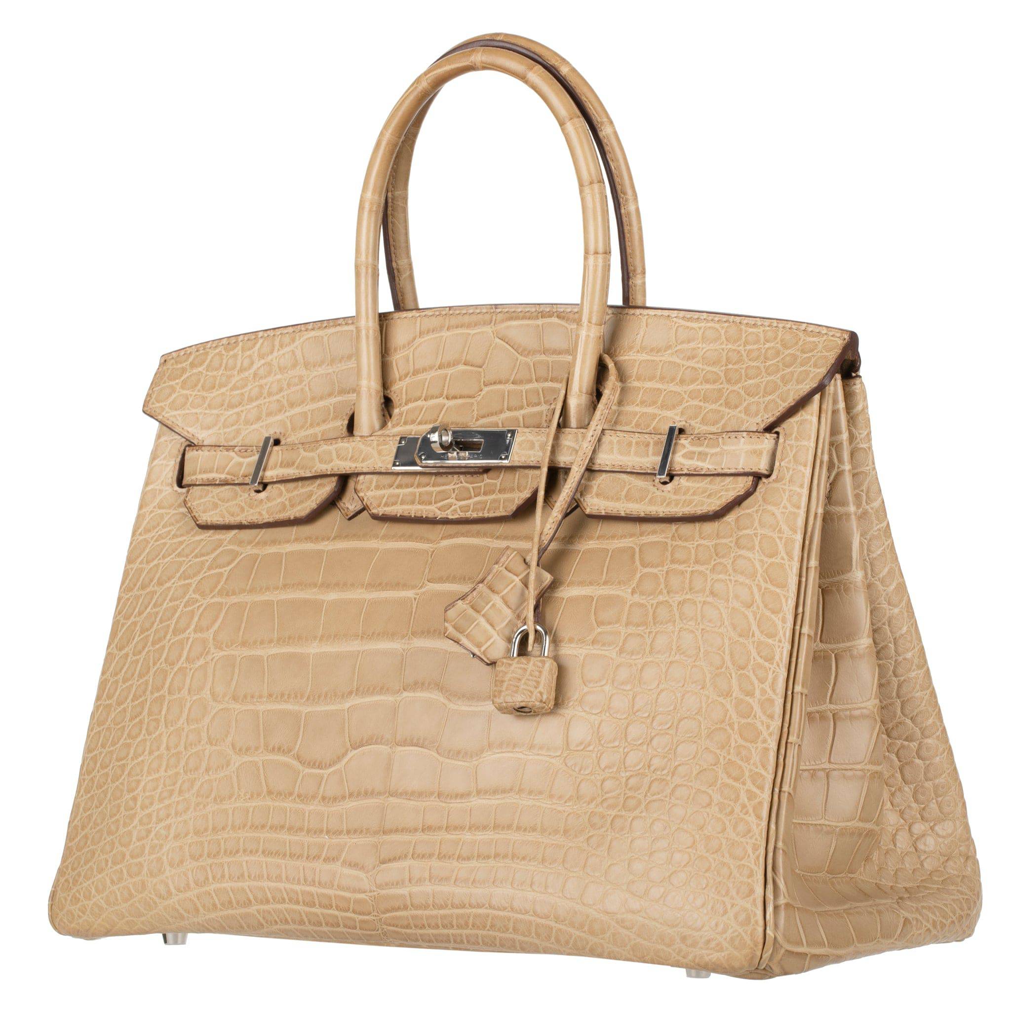 HERMES BIRKIN 35CM POUSSIERE MATTE ALLIGATOR PALLADIUM HARDWARE - On Repeat