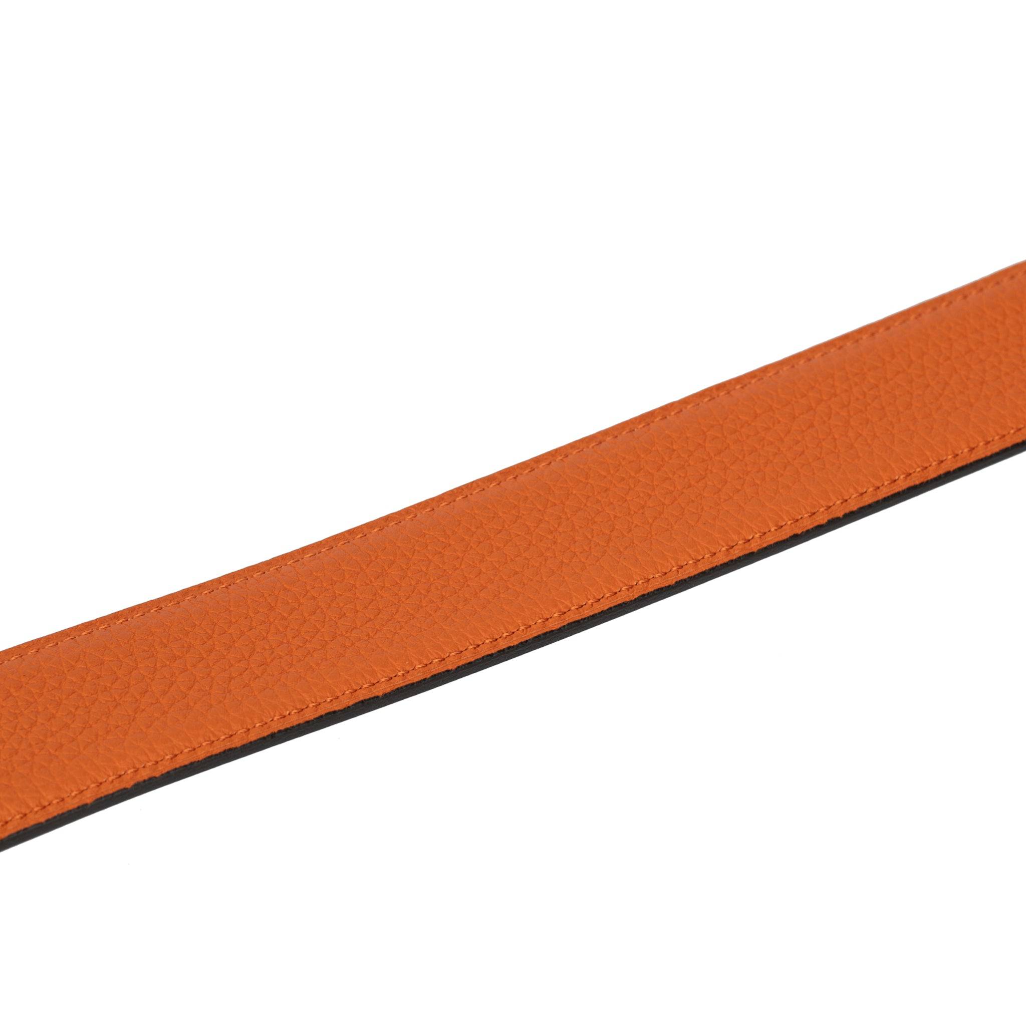 HERMES REVERSIBLE BELT BLACK AND ORANGE PALLADIUM BUCKLE 100CM - On Repeat