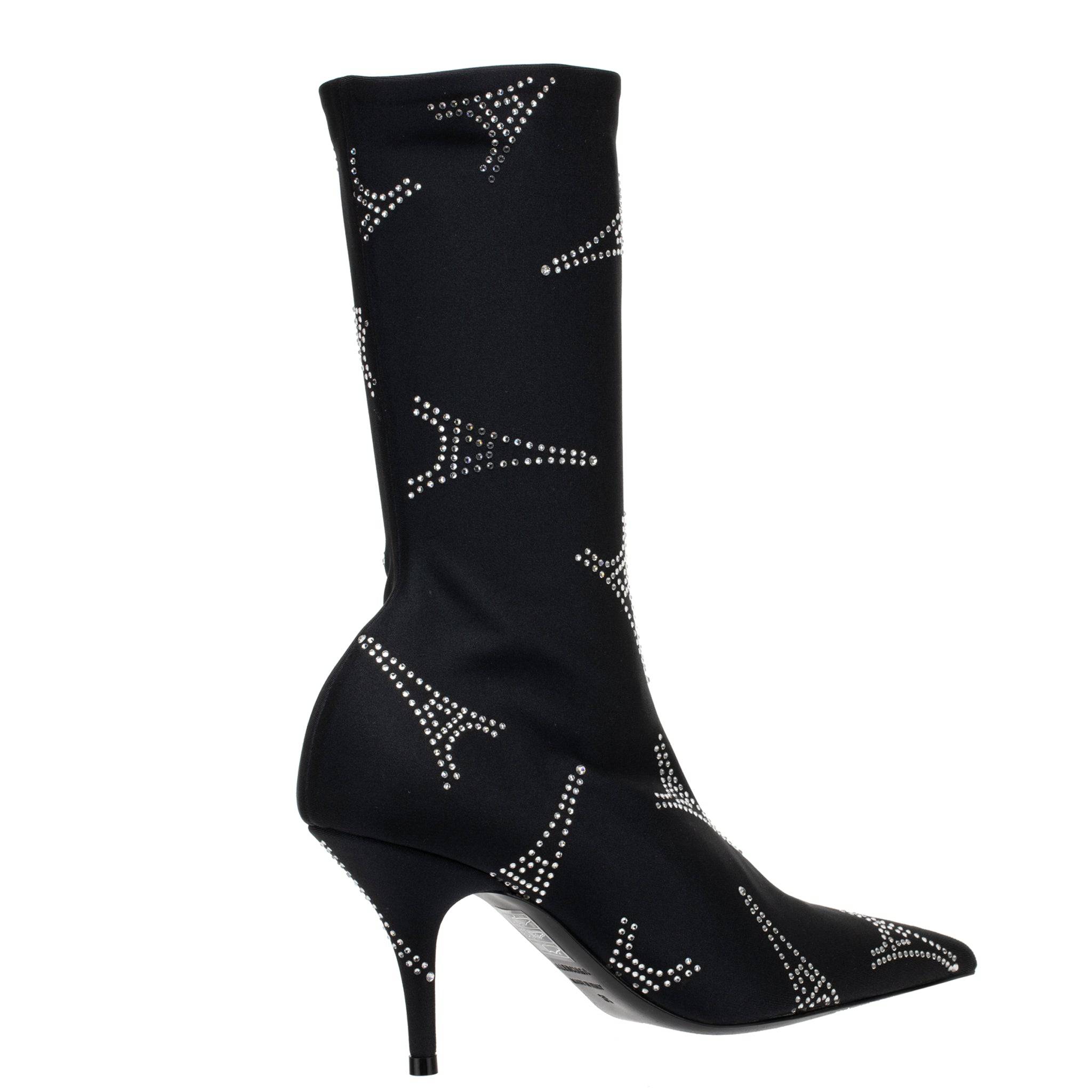 BALENCIAGA EIFFEL TOWER CRYSTAL STRETCH KNIT KNIFE BOOT BLACK 35 FR - On Repeat