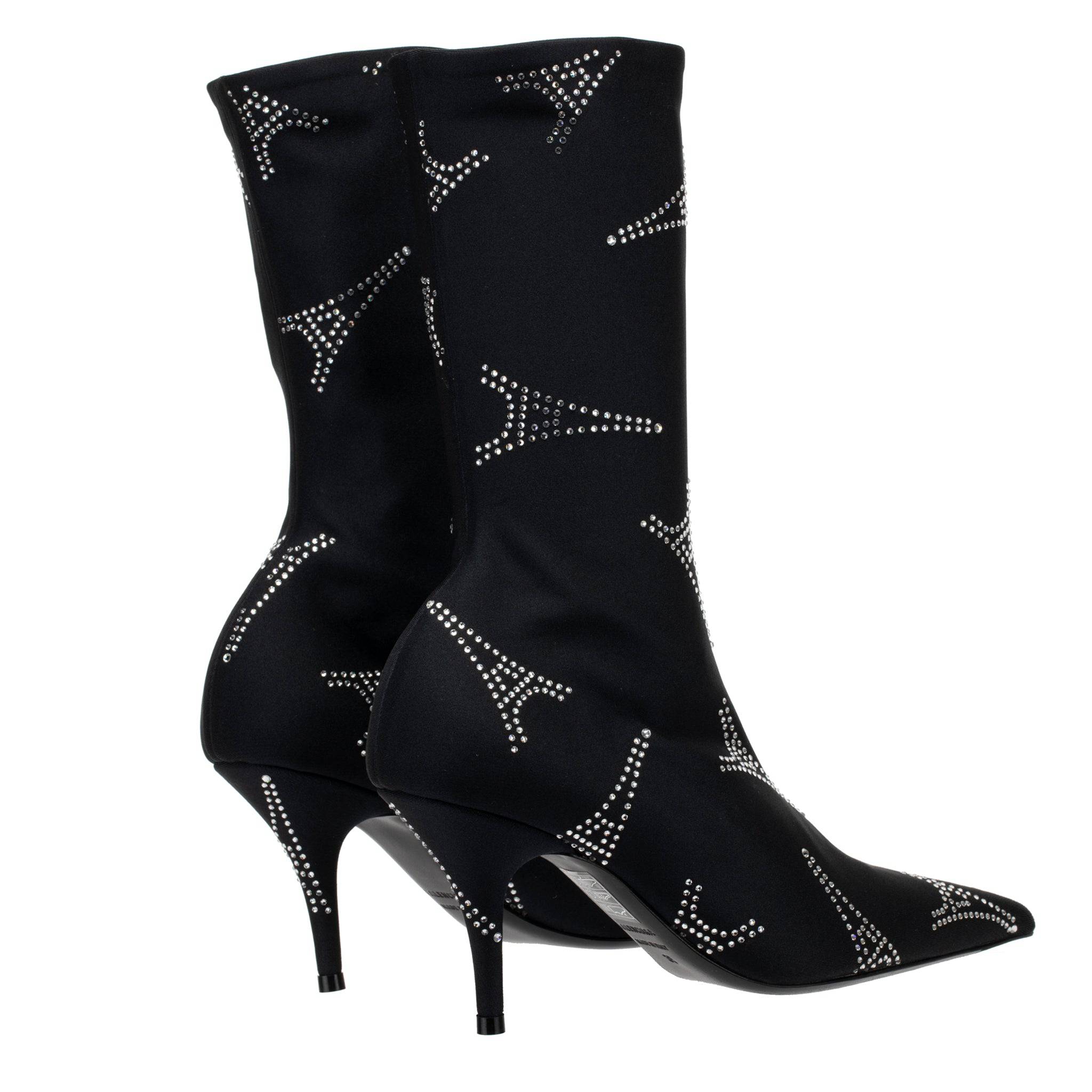 BALENCIAGA EIFFEL TOWER CRYSTAL STRETCH KNIT KNIFE BOOT BLACK 35 FR - On Repeat