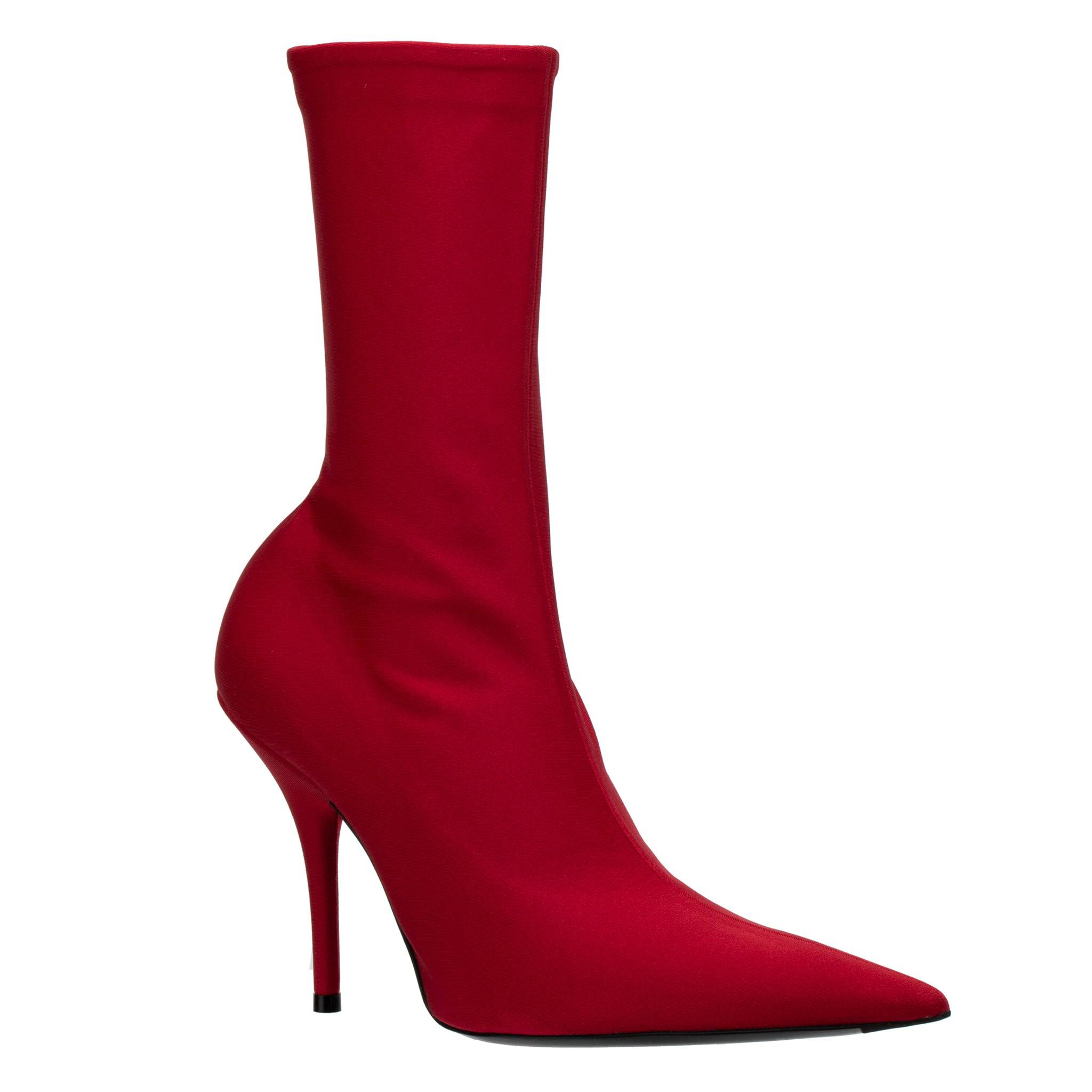 BALENCIAGA STRETCH KNIT KNIFE BOOT RED - On Repeat