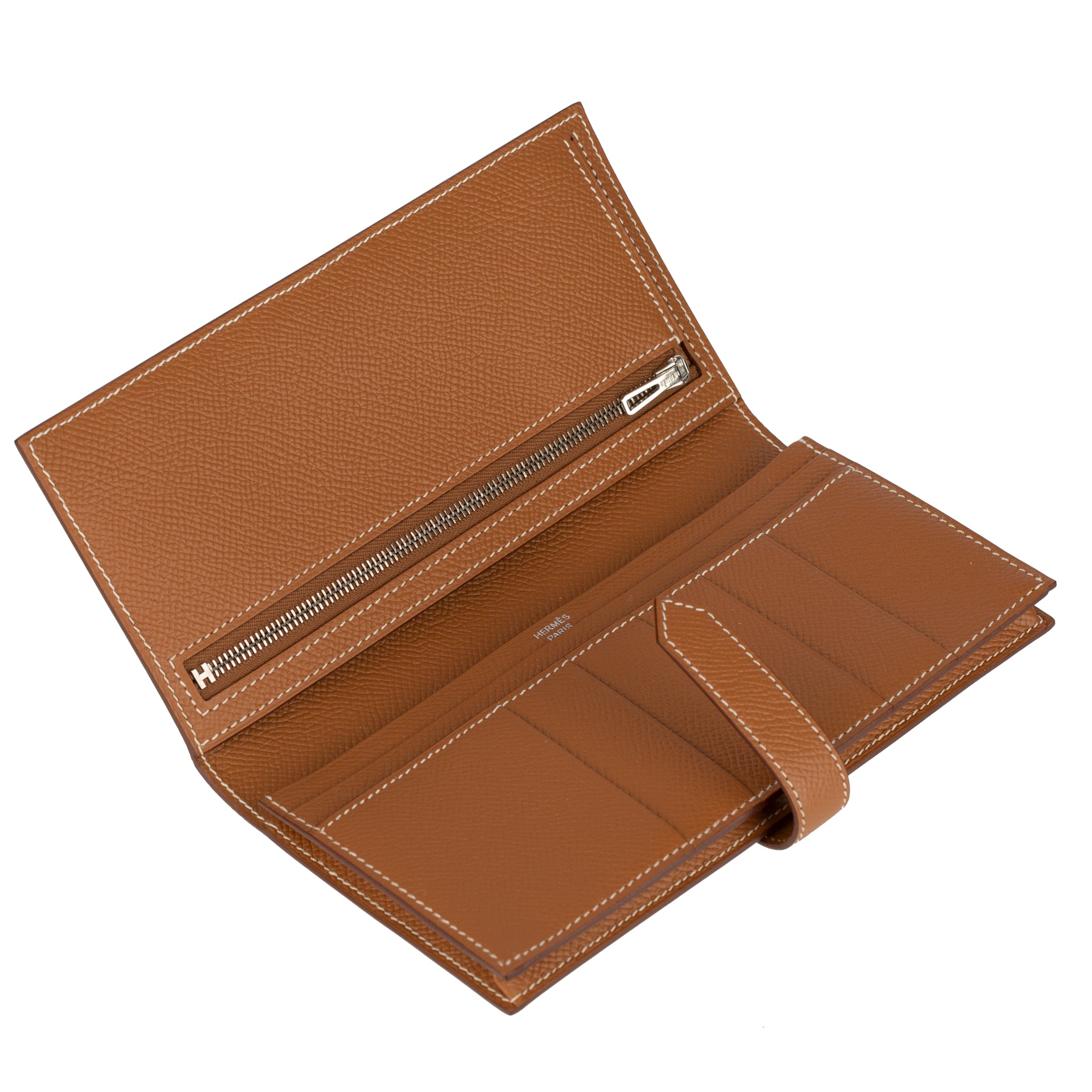 Hermes Bearn Wallet Long Gold Epsom Leather Palladium Hardware