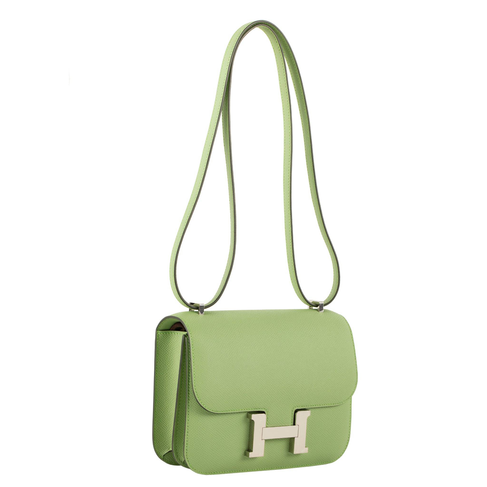 HERMES CONSTANCE 18CM VERT CRIQUET EPSOM LEATHER PALLADIUM HARDWARE - On Repeat