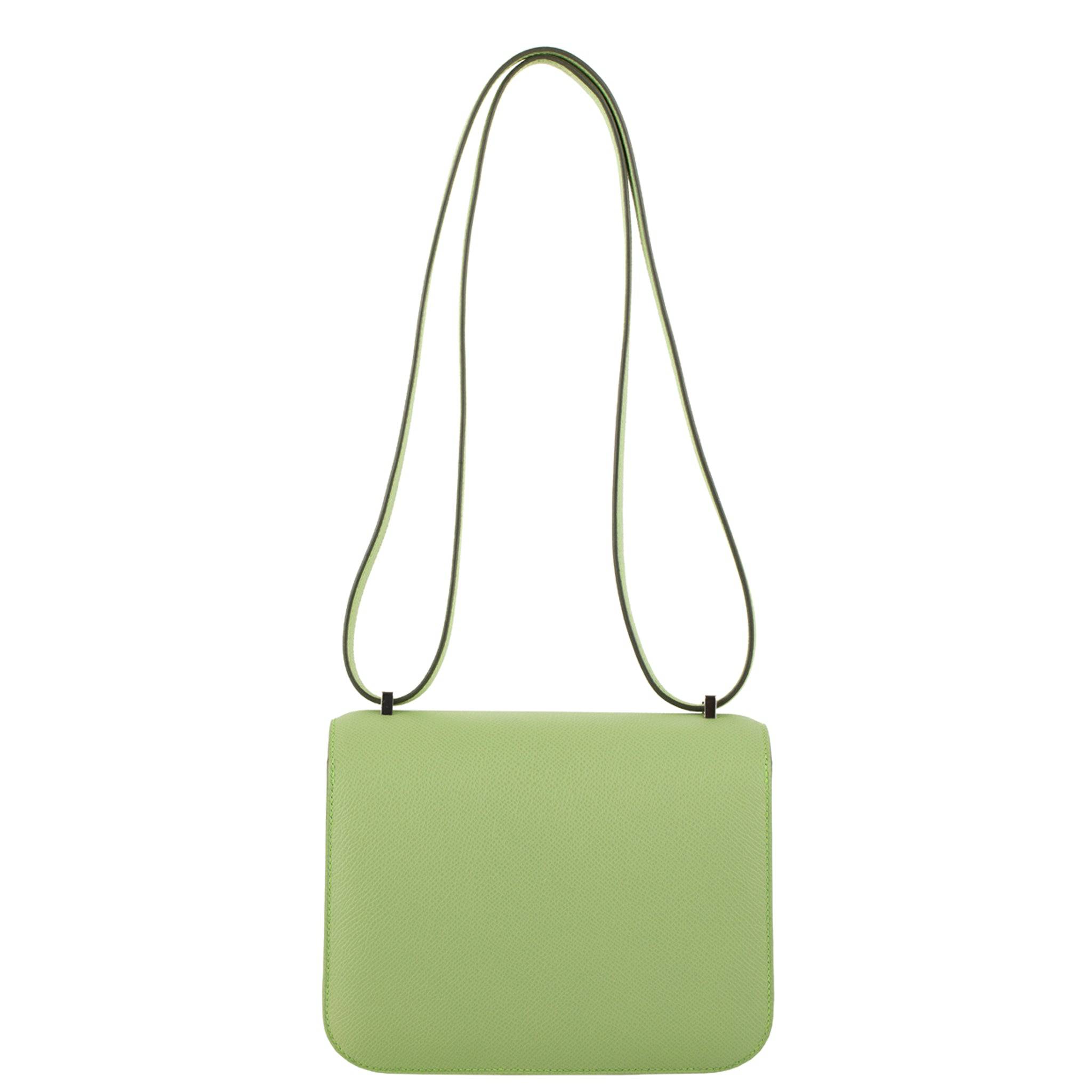 HERMES CONSTANCE 18CM VERT CRIQUET EPSOM LEATHER PALLADIUM HARDWARE - On Repeat