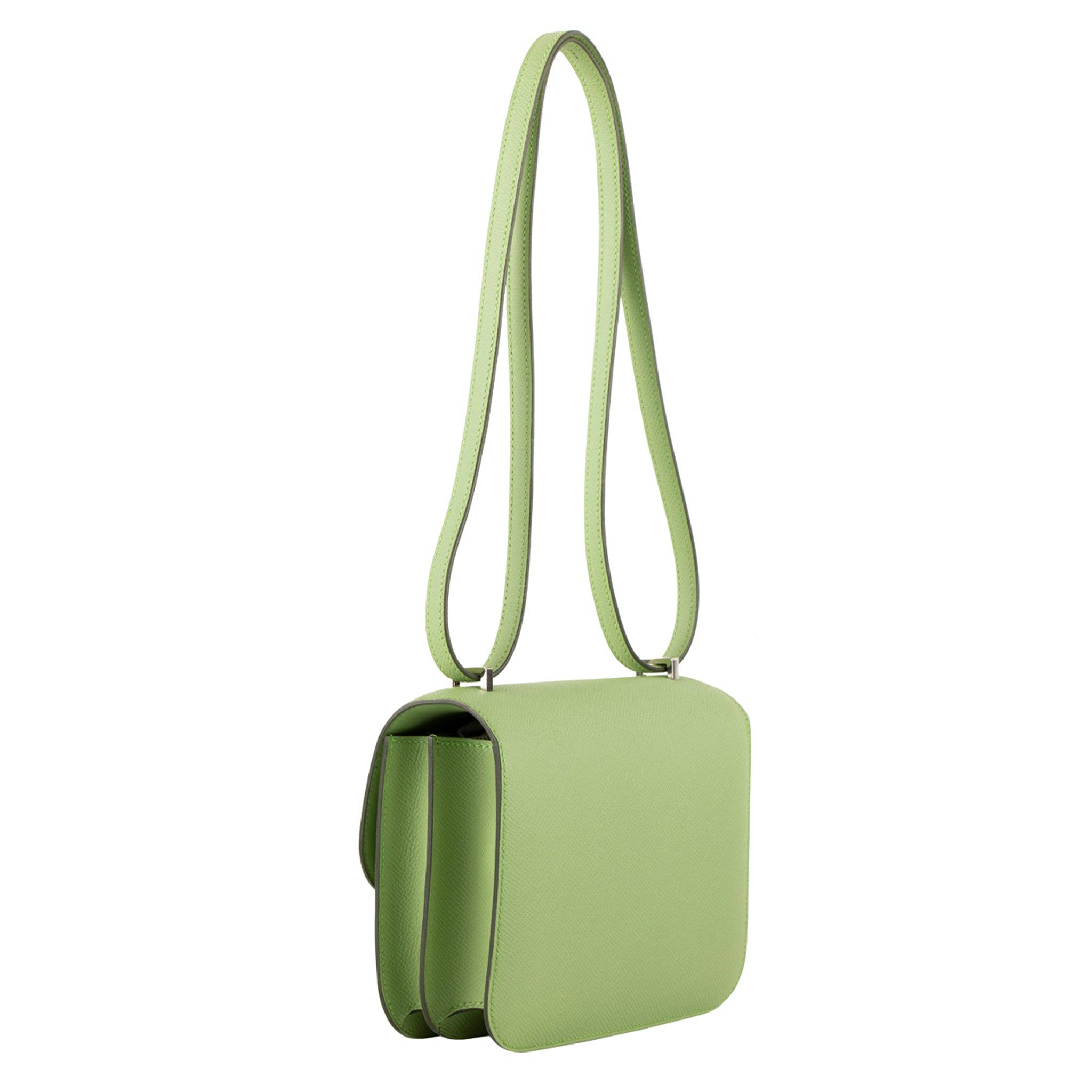 HERMES CONSTANCE 18CM VERT CRIQUET EPSOM LEATHER PALLADIUM HARDWARE - On Repeat