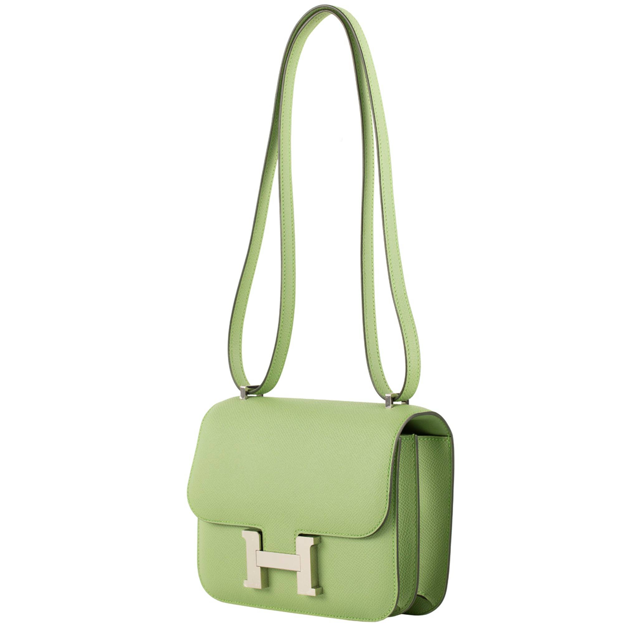 HERMES CONSTANCE 18CM VERT CRIQUET EPSOM LEATHER PALLADIUM HARDWARE - On Repeat