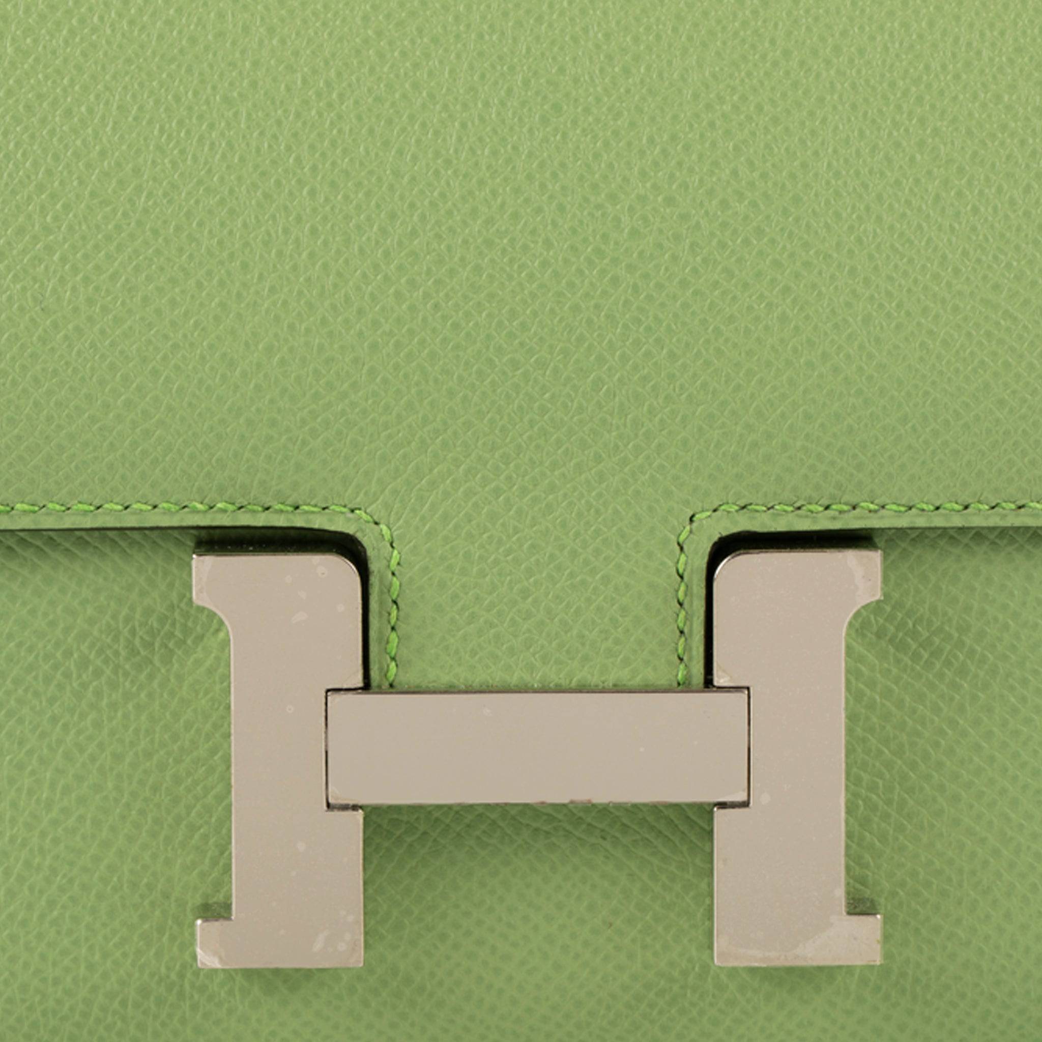 HERMES CONSTANCE 18CM VERT CRIQUET EPSOM LEATHER PALLADIUM HARDWARE - On Repeat