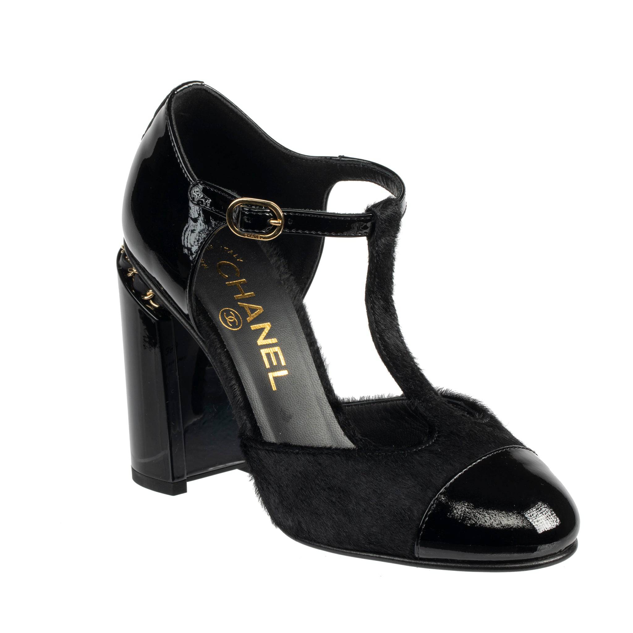 CHANEL PATENT LEATHER & PONY HAIR HEEL 36 FR - On Repeat