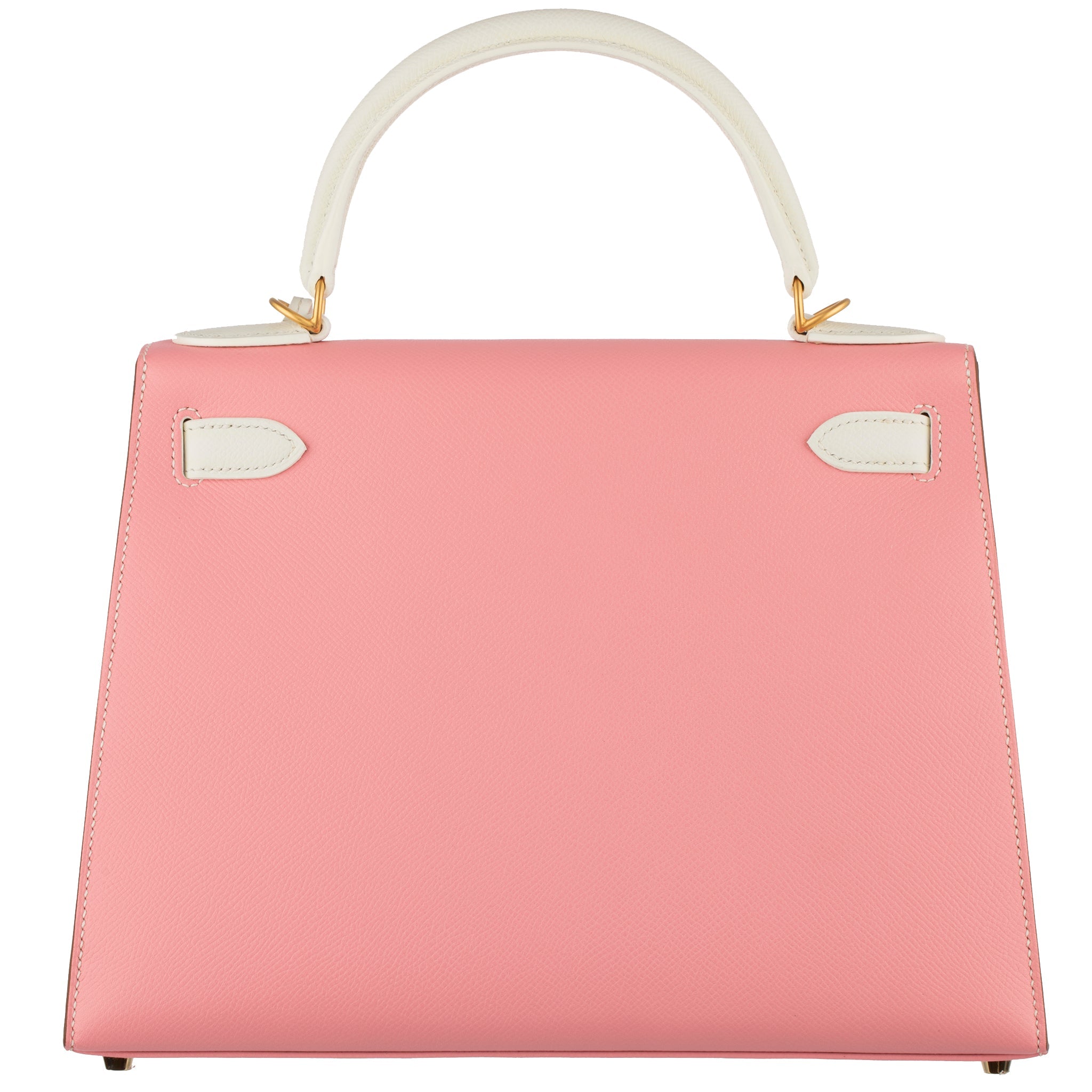 HERMES KELLY 28CM SPECIAL ORDER WHITE AND ROSE CONFETTI EPSOM LEATHER BRUSHED GOLD HARDWARE - On Repeat